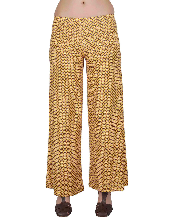 Pantaloni donna Palazzo Trousers in jersey stretch giallo a fantasia JFAPN0001-E2771-1267 1226 Justmine 