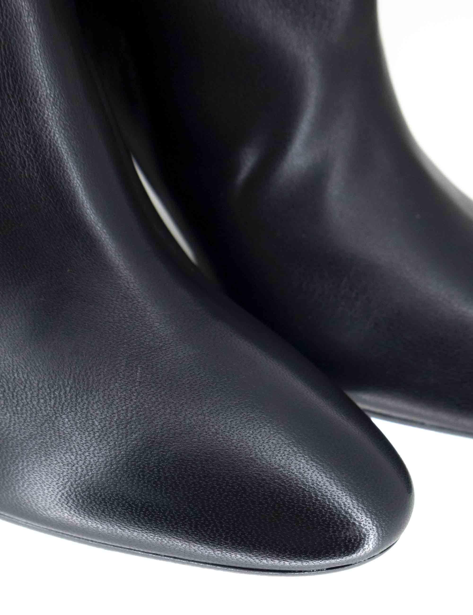 Stivali donna a tubo in pelle nera tacco alto R1346 001 Bianca Di 