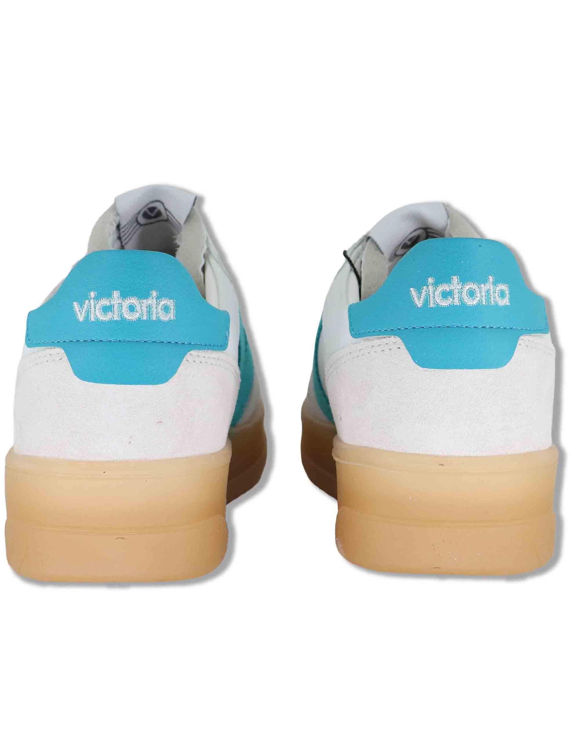 Sneakers donna Seul in pelle bianca con logo turchese e suola ambra 1257129 31_Turquesa Victoria 
