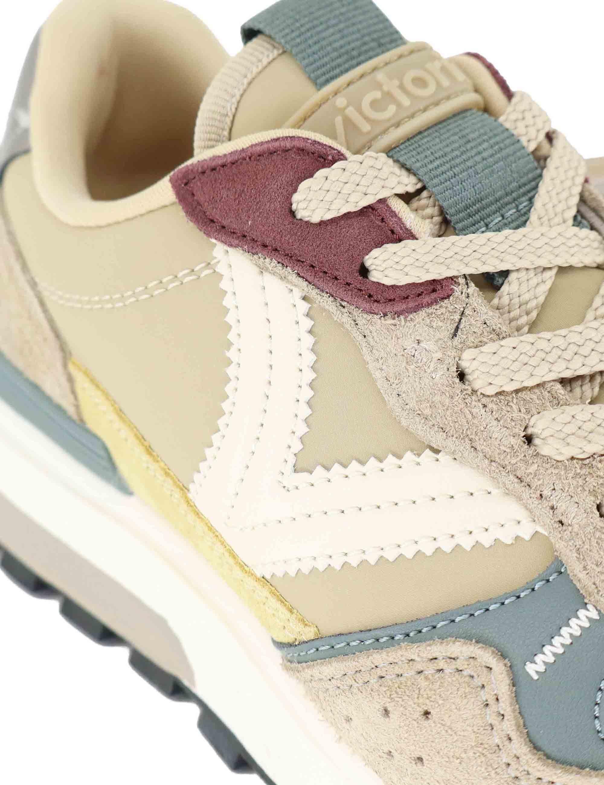 Sneakers donna in pelle e tessuto taupe 1156107 Beige Victoria 