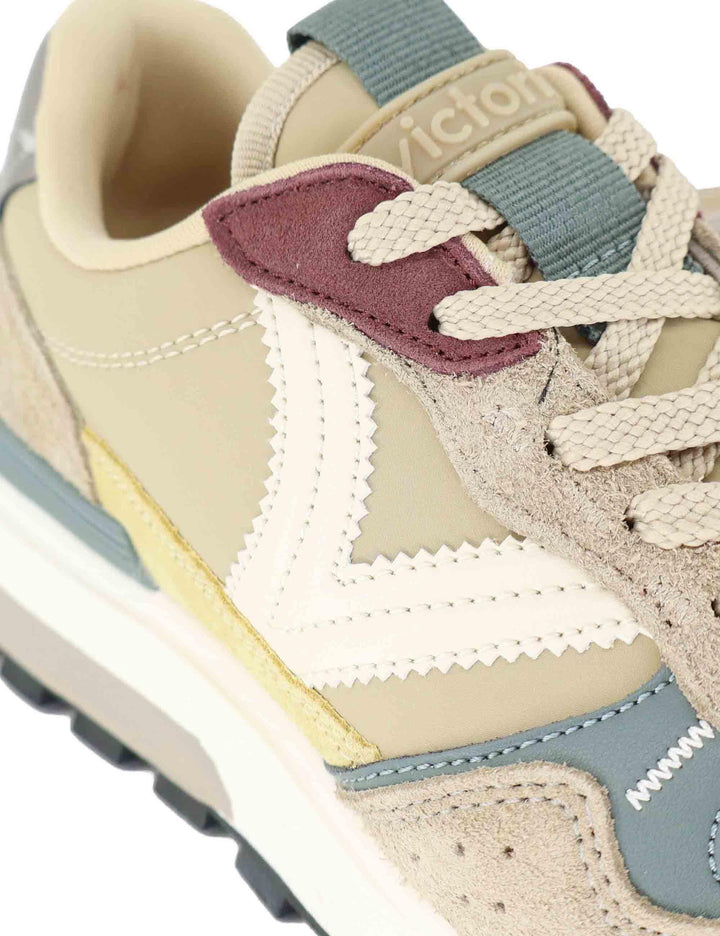 Sneakers donna in pelle e tessuto taupe 1156107 Beige Victoria 