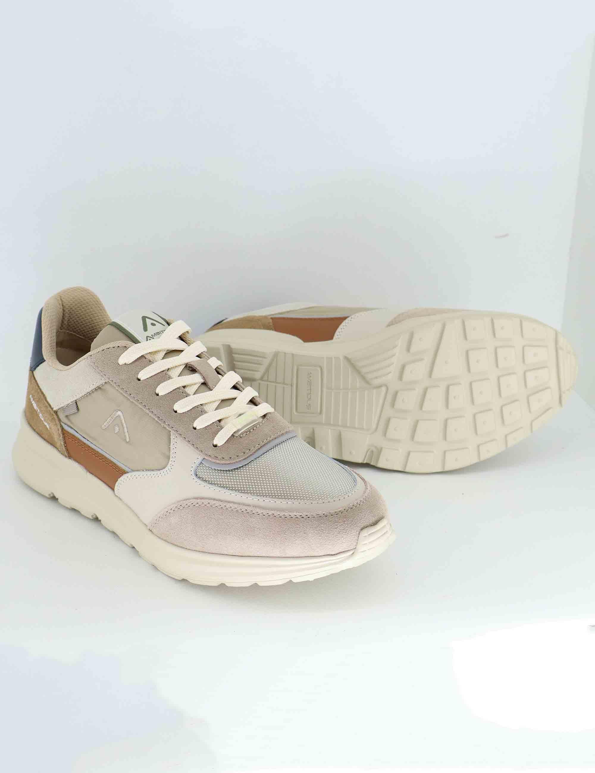 Sneakers uomo Arrow in pelle e tessuto taupe 13571E 1973AM Ambitious 