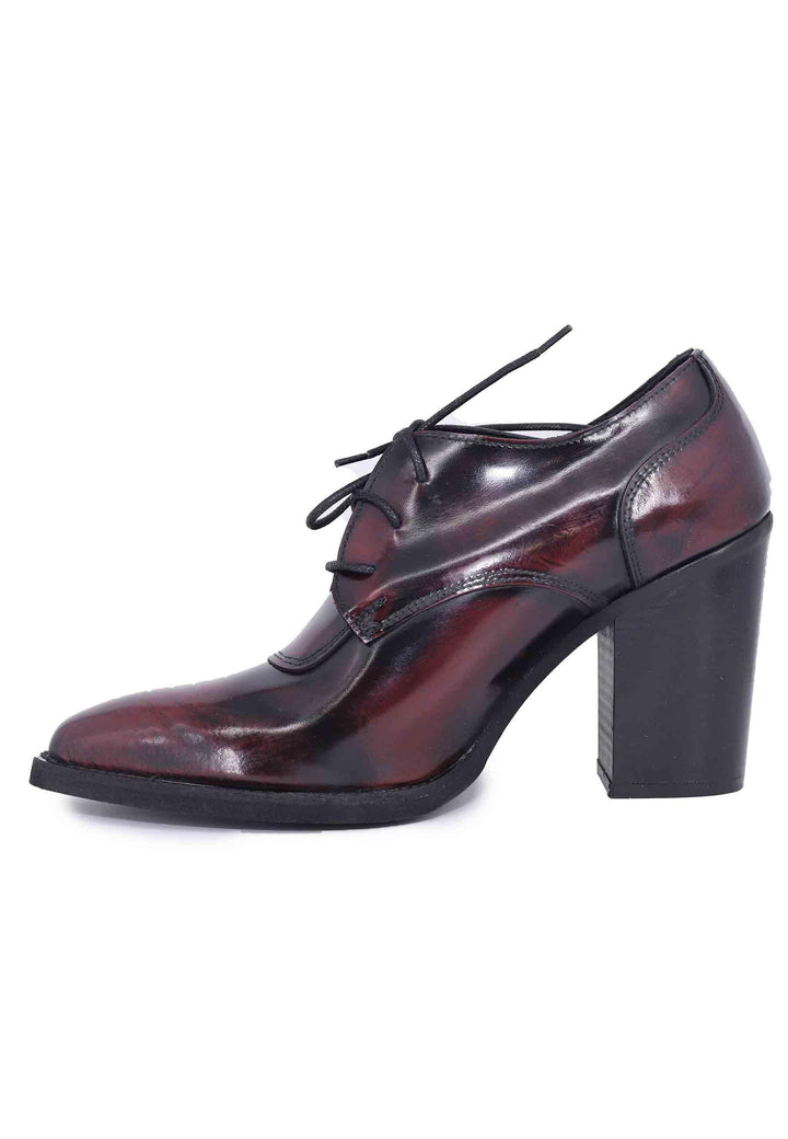 Stringate donna in pelle bordeaux con tacco alto e punta a punta SPPR03 018 Spatarella 