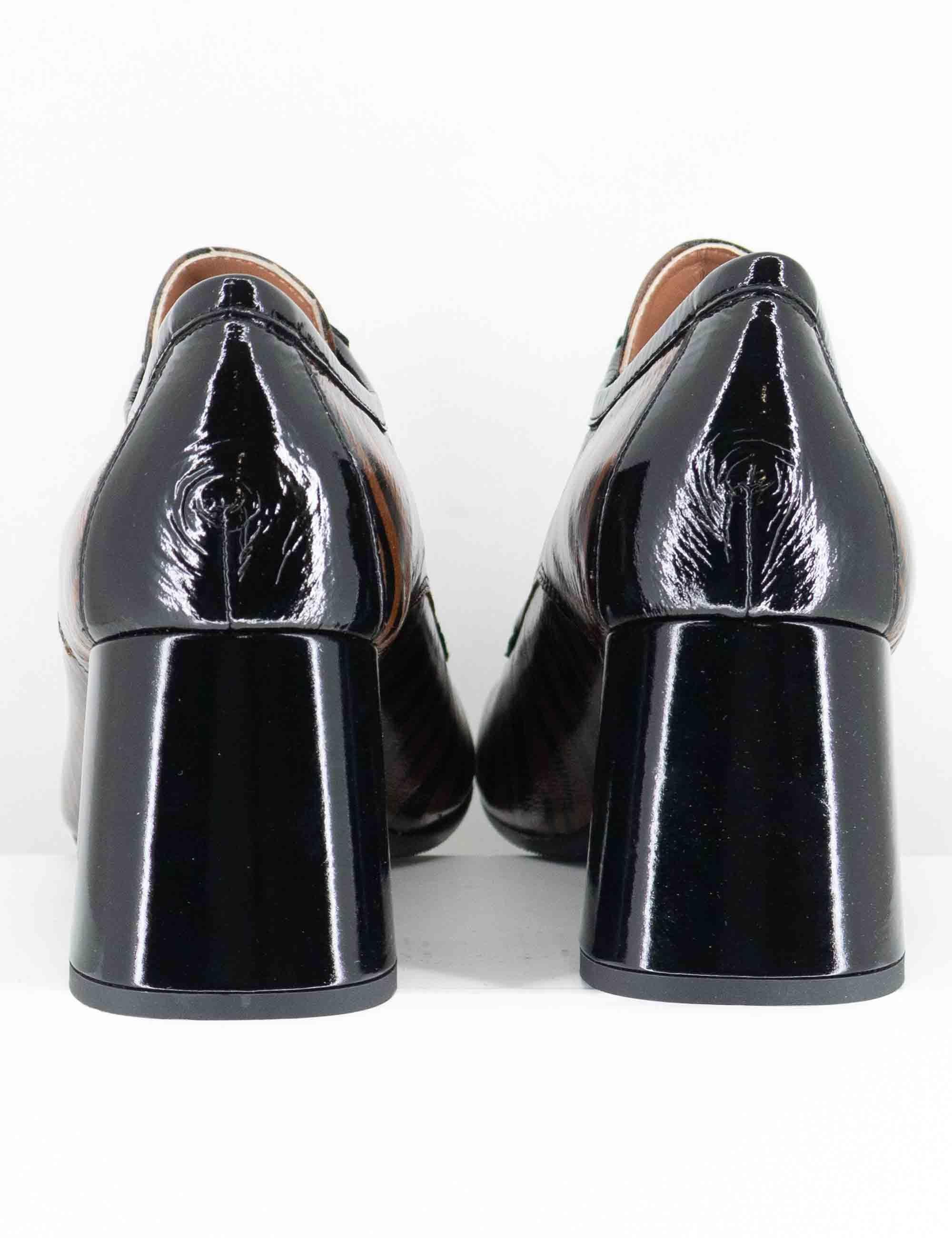 Stringate donna in pelle animalier bicolore con tacco alto 5115Z 019 Les Venues 