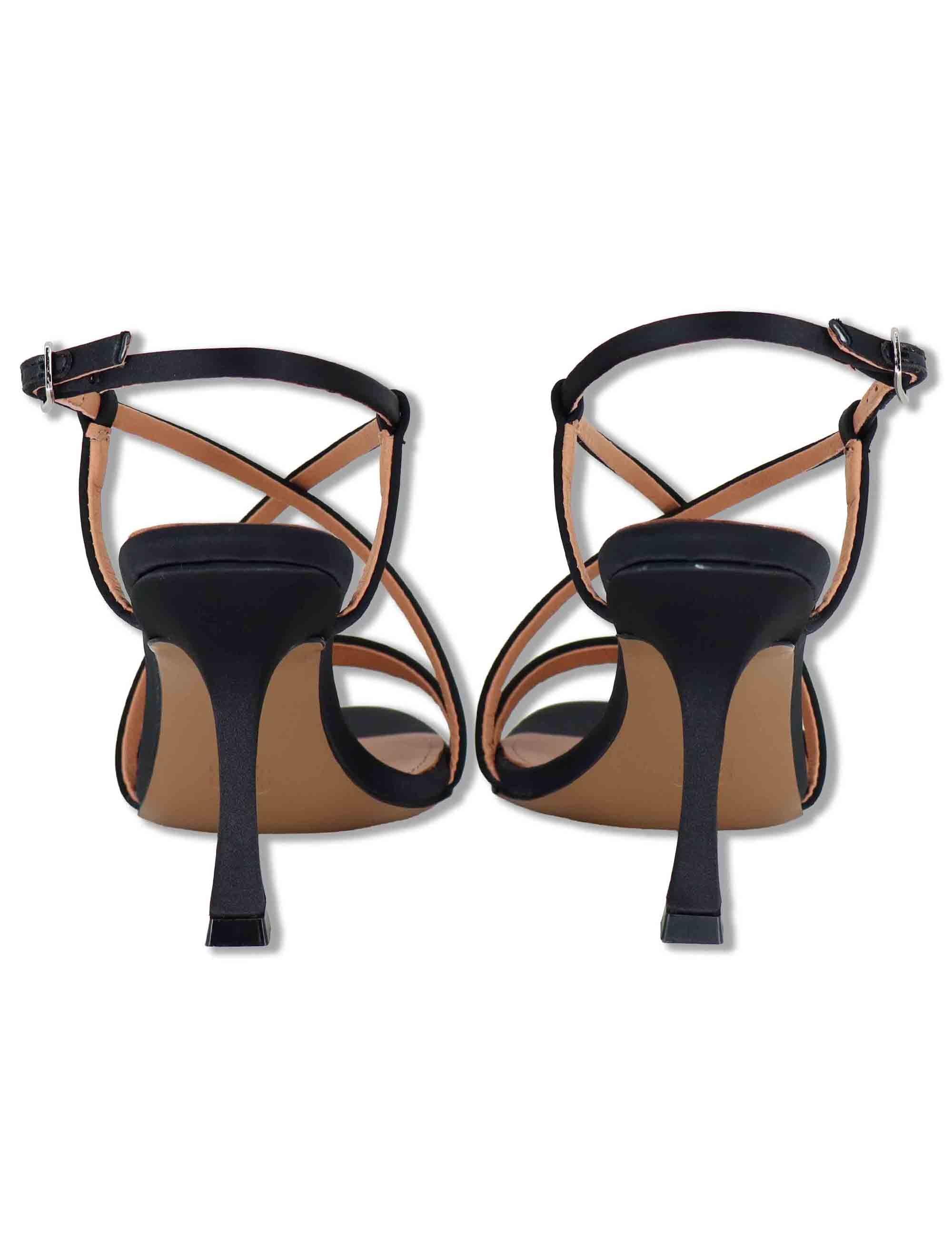 Sandali donna slingback in satin nero con tacco alto Zafiro 515Z75VK 03-NEGRO Bibi Lou 