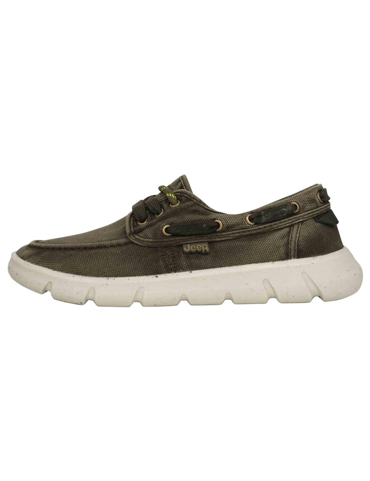 Stringate uomo tabasco boat in tessuto verde con suola ultra leggera JM41031A 020 Jeep 