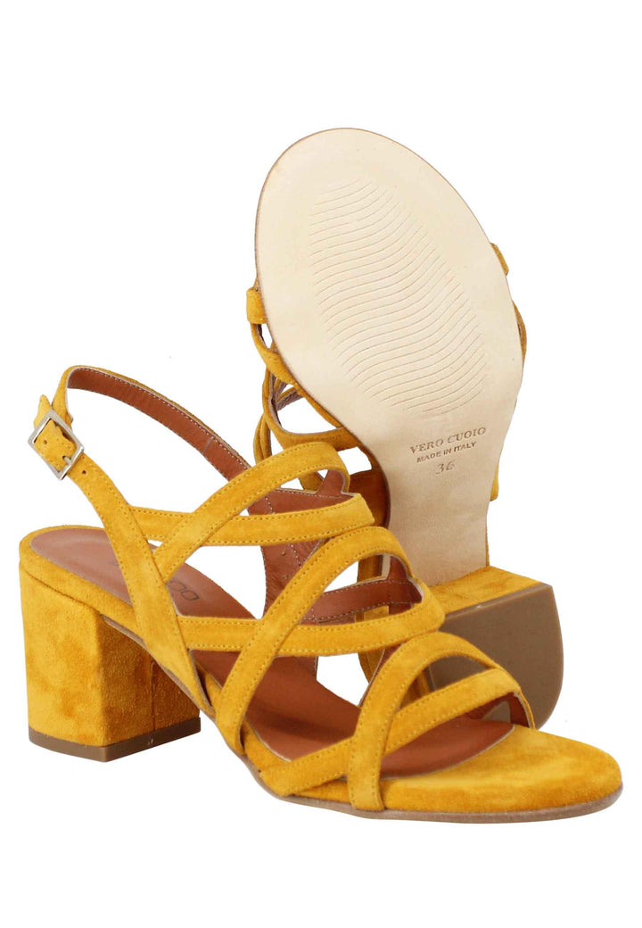 Sandali slingback donna in camoscio giallo con tacco alto MARTA 100 600 Tattoo 