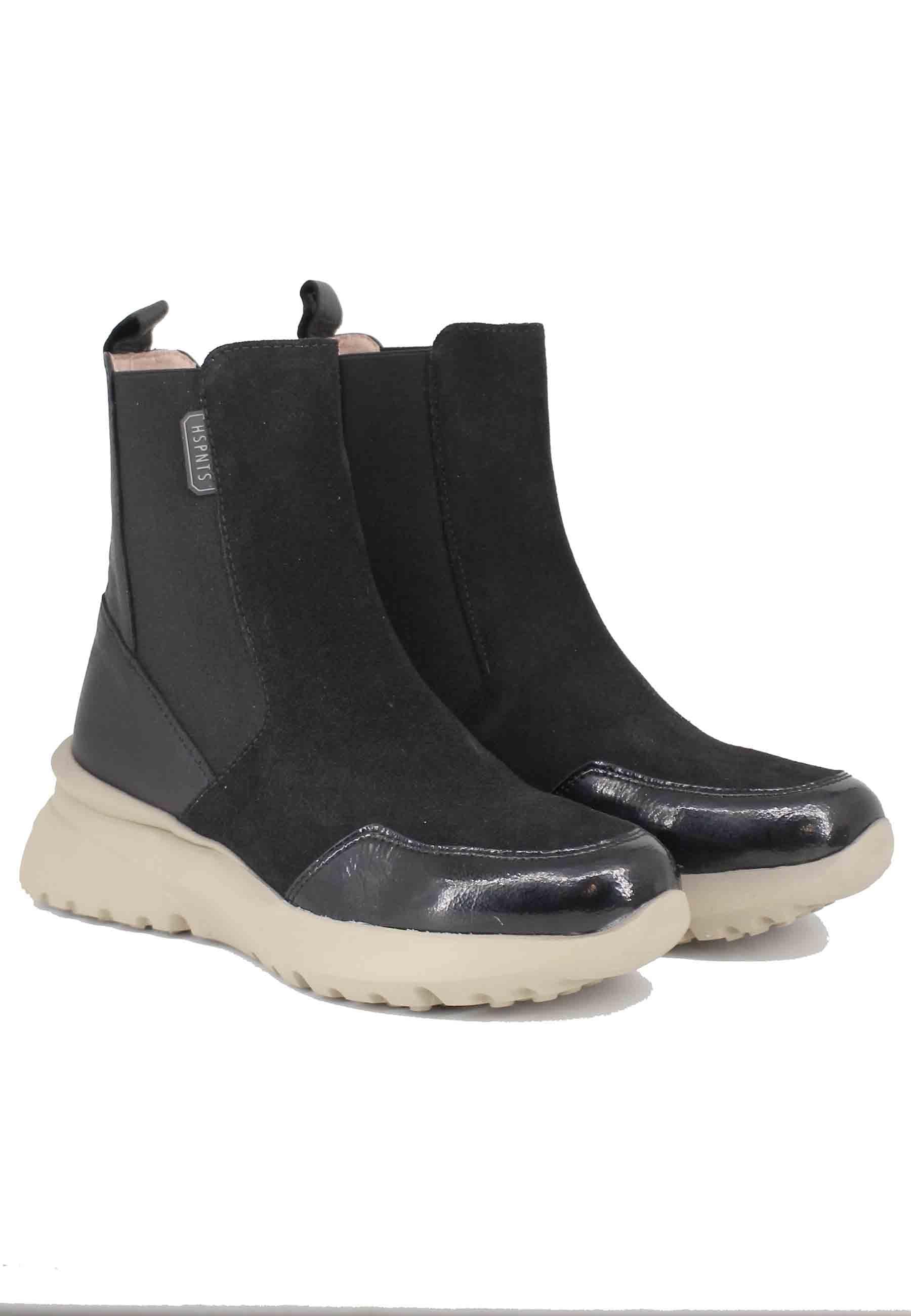 Sneakers donna a stivaletto in pelle e tessuto nero Rio Black HI232961 C010 Hispanitas 