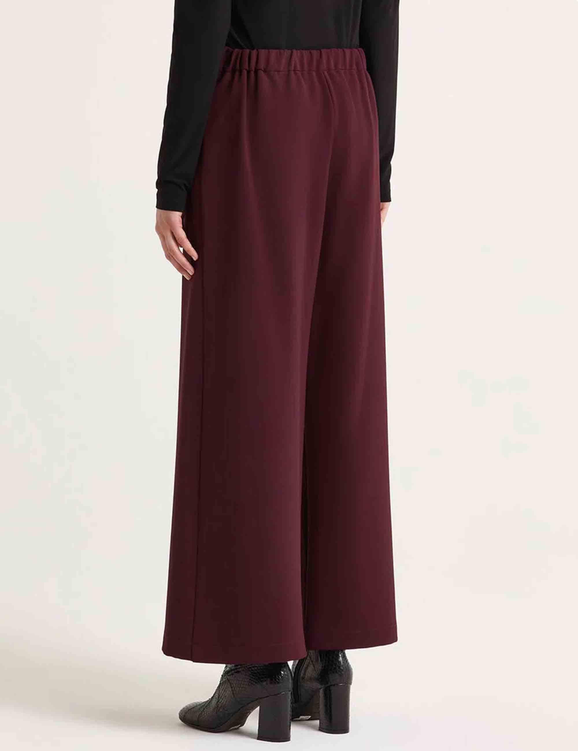 Pantaloni donna Cady in tessuto bordeaux con gamba larga JH805350658 50022 Maliparmi 