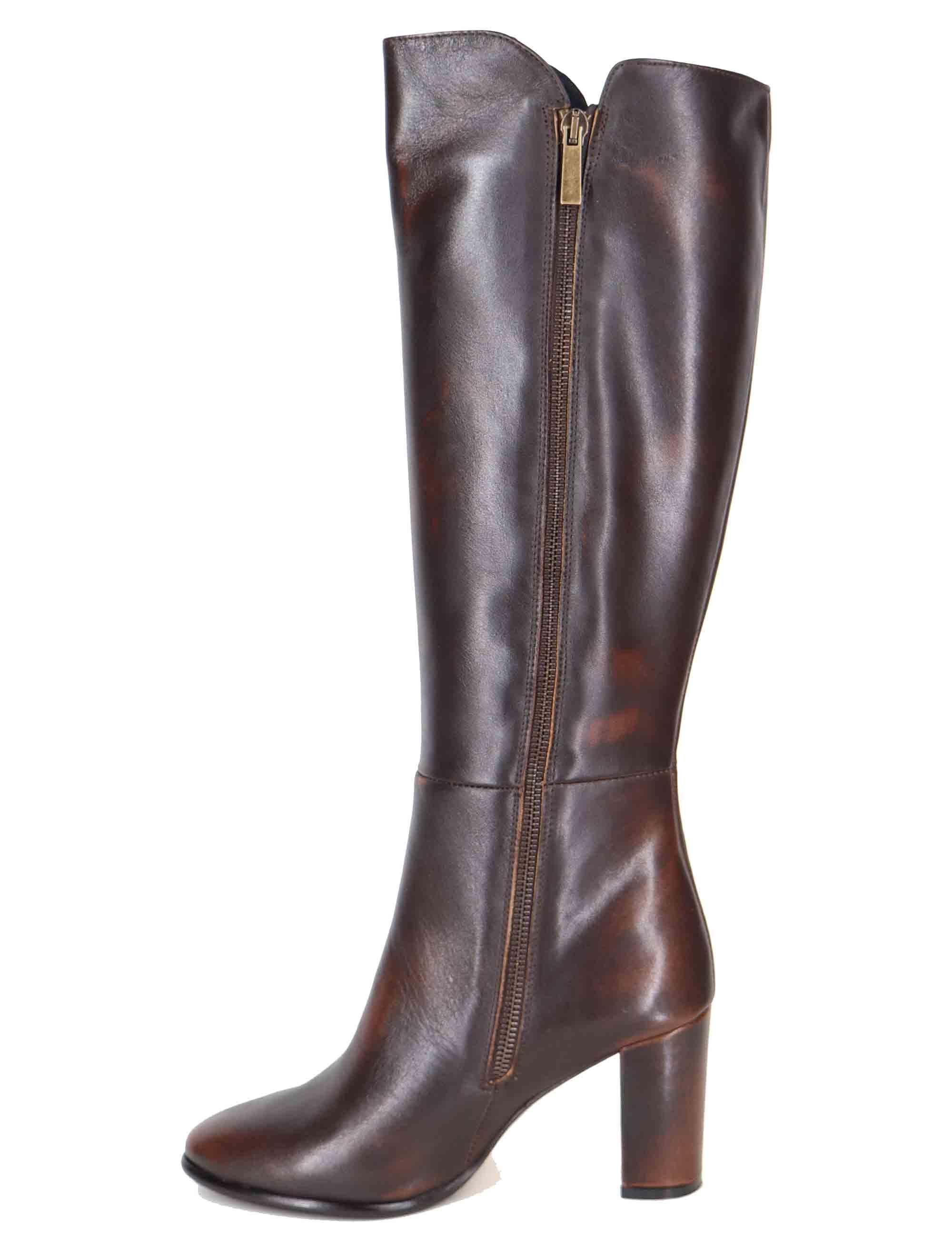 Stivali donna in pelle marrone ST2449/G 014 L'Arianna 