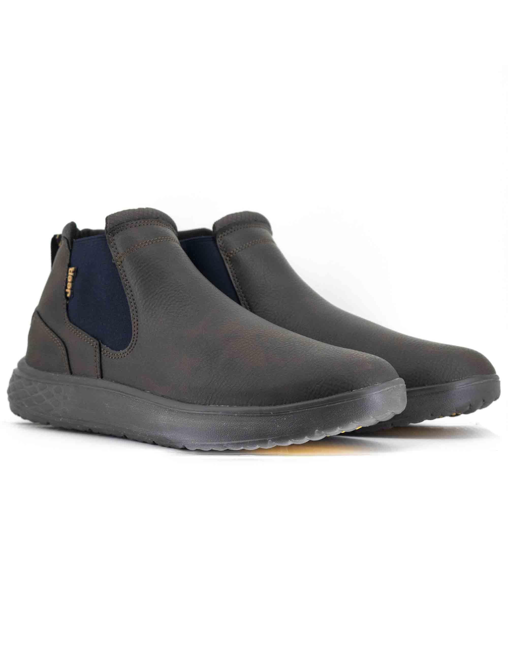 Stivaletti beatles uomo Kobi Chelsea in pelle marrone con suola in gomma JM52120A 030 Jeep 