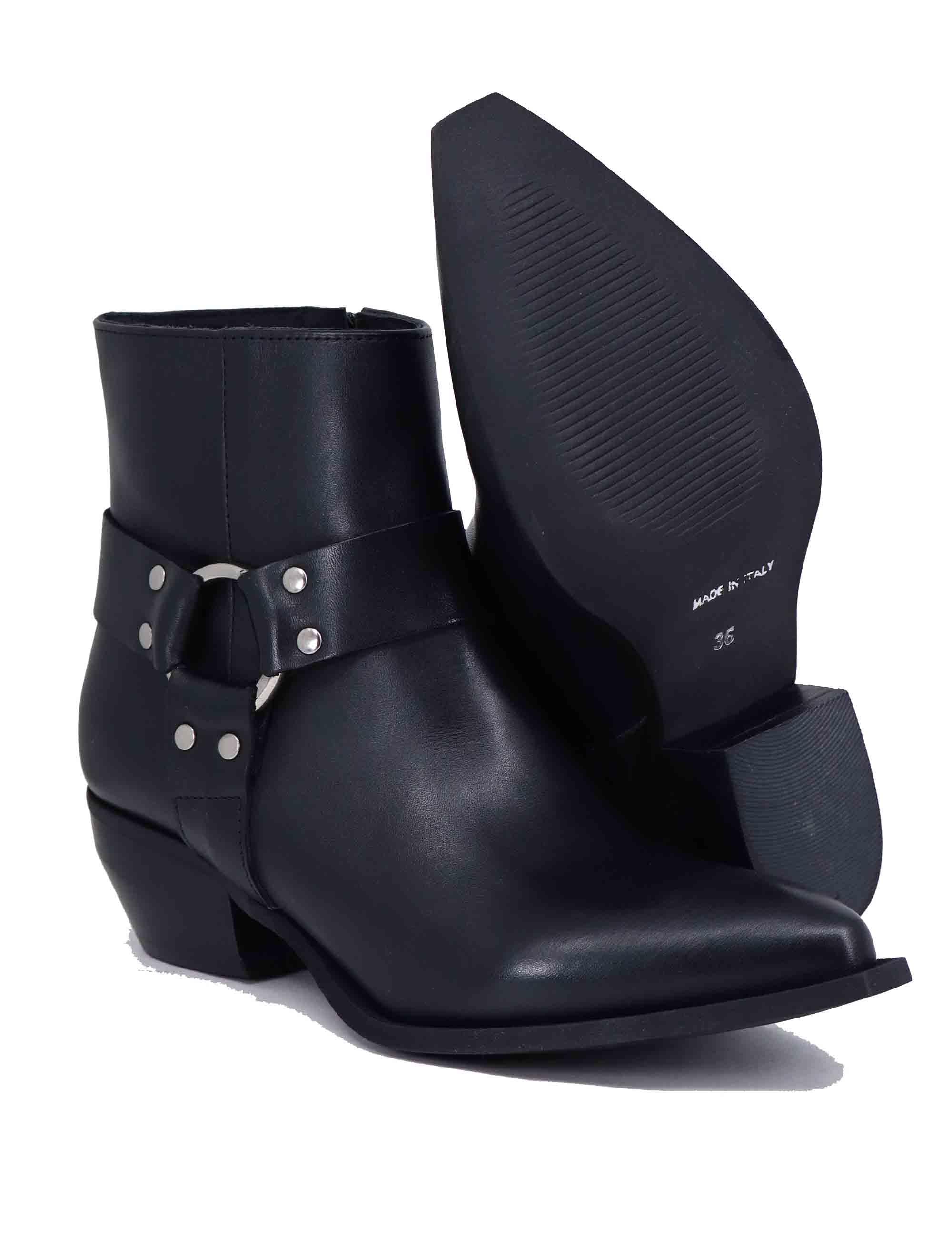 Texani donna in pelle nera con borchie argento ELENA 50 001 Spatarella 