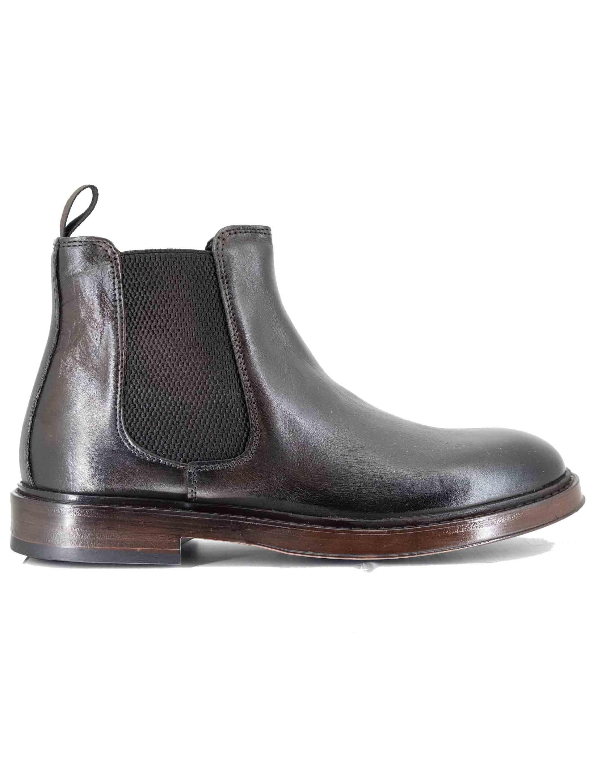 Stivaletti uomo beatles in pelle marrone con elestici in tinta e suola in gomma SP2052L 014 Spatarella 