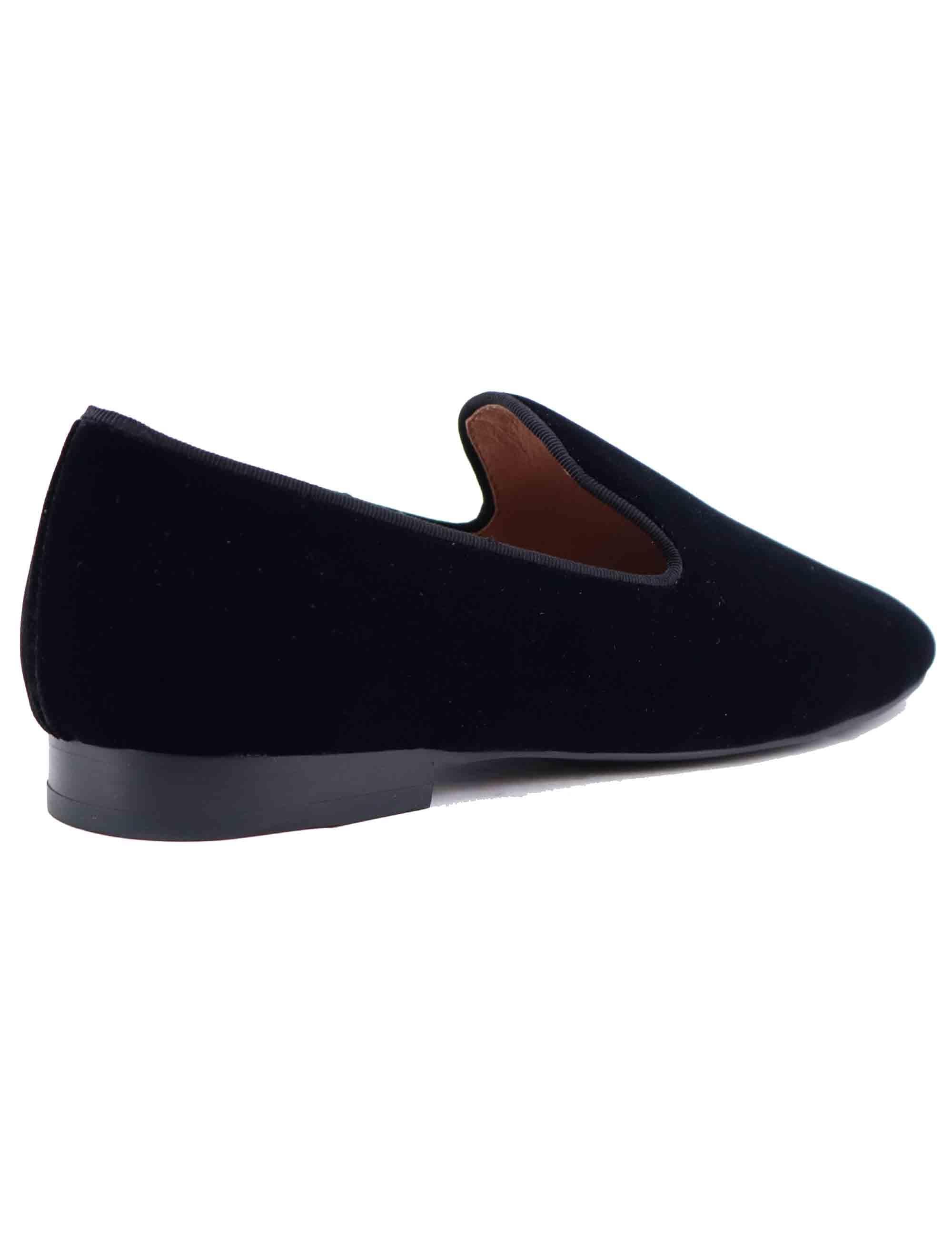 Mocassini donna in velluto nero tacco basso 661Z70VK 03 Bibi Lou 
