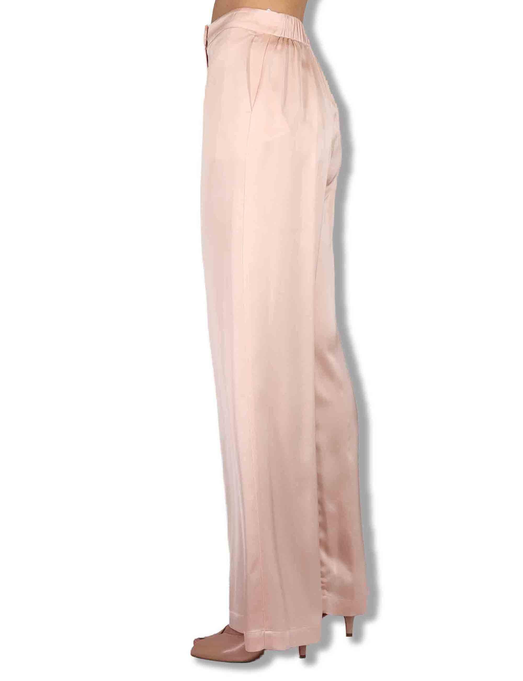 Pantaloni donna Shiny Cady in viscosa rosa con gamba larga JH807550631 32001 Maliparmi 