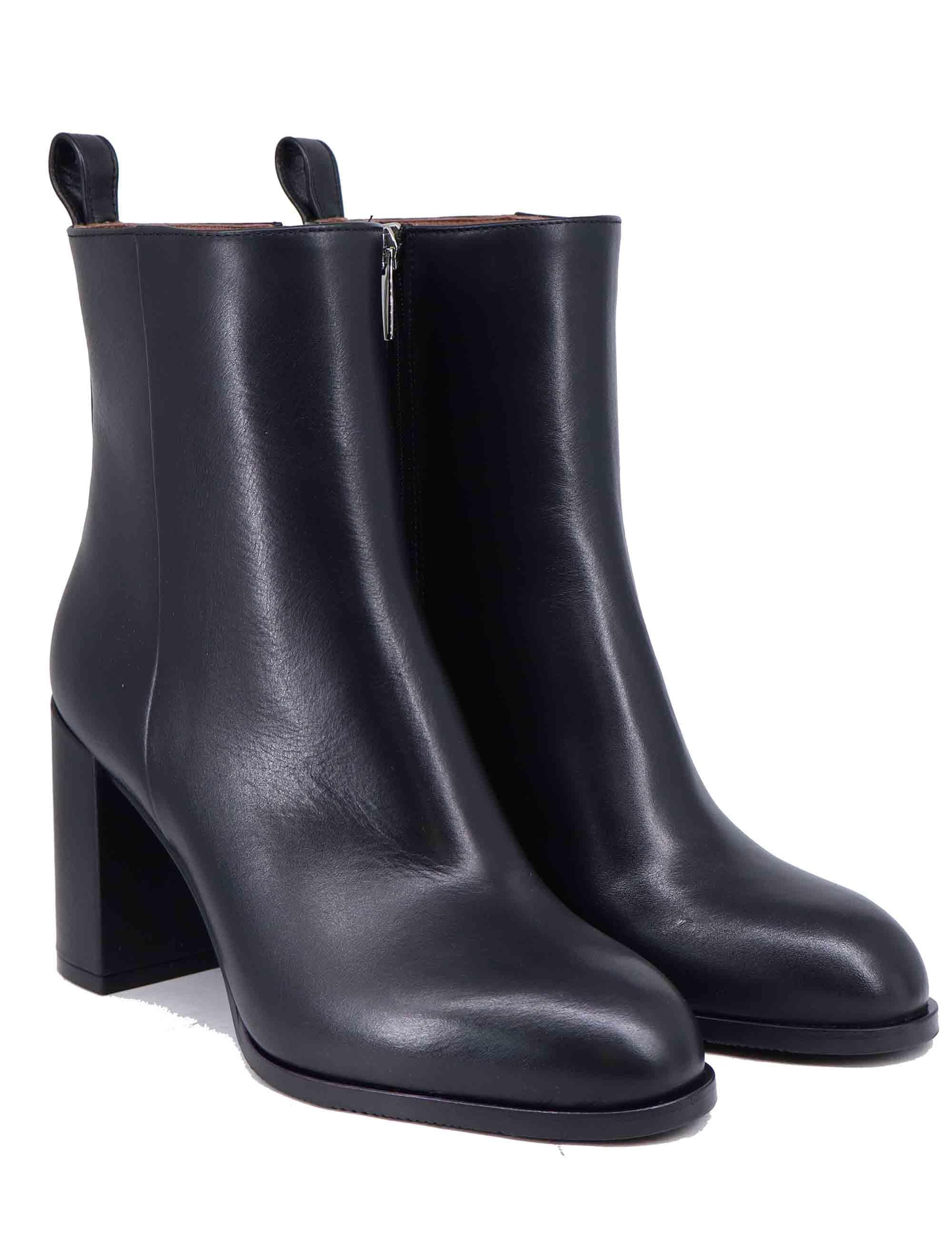 Stivaletti donna in pelle nera tacco alto SP8607 001 Spatarella 