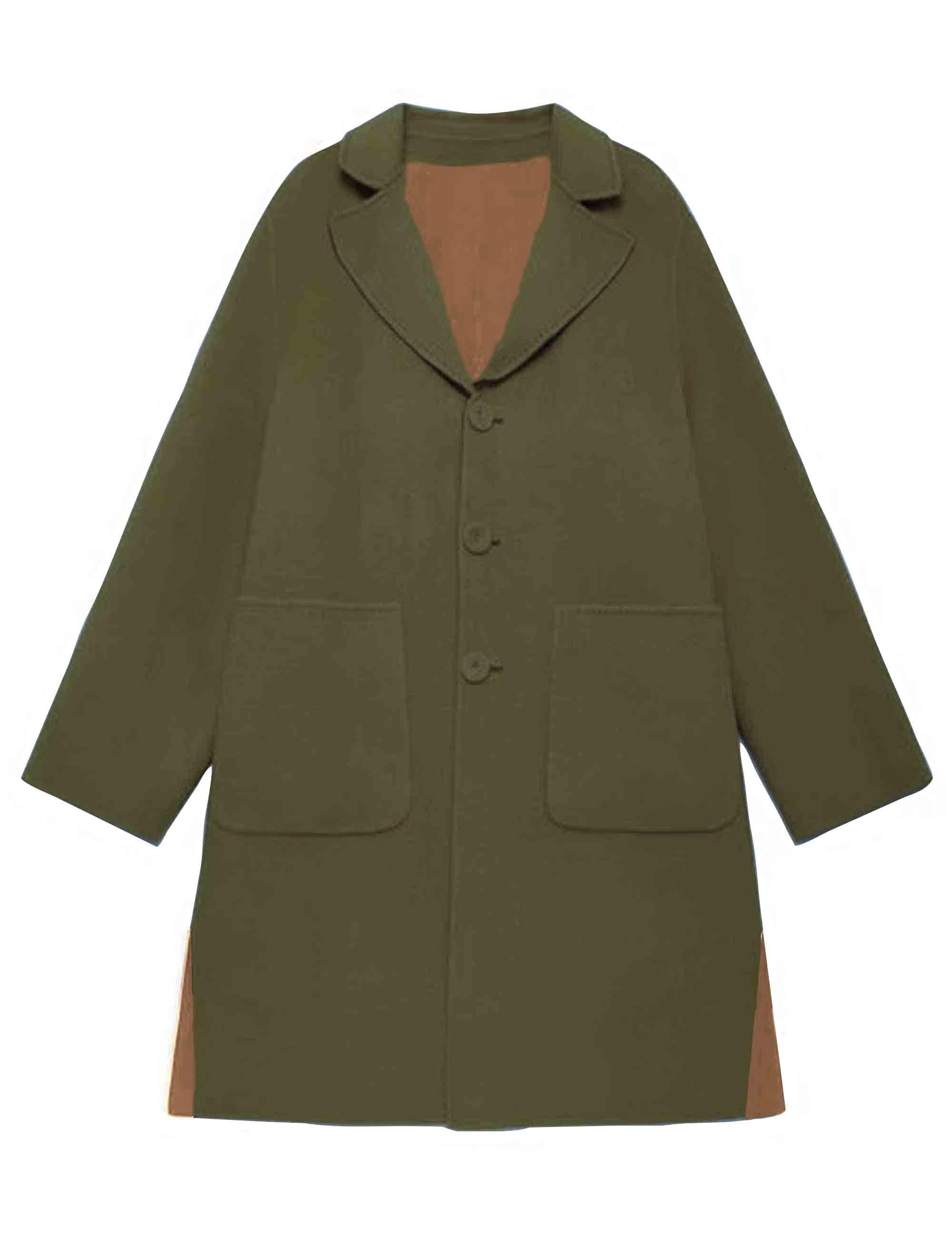 Cappotti donna reversibili Double Wool in lana marrone e verde JB539020276 40B60 Maliparmi 