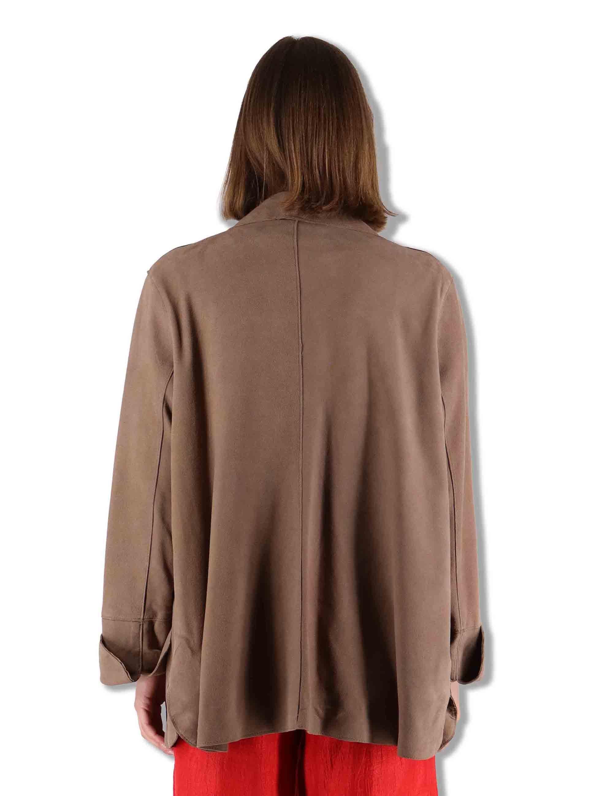 Giacche donna in camoscio taupe con bottoni gioiello SP2427 015 Spatarella 
