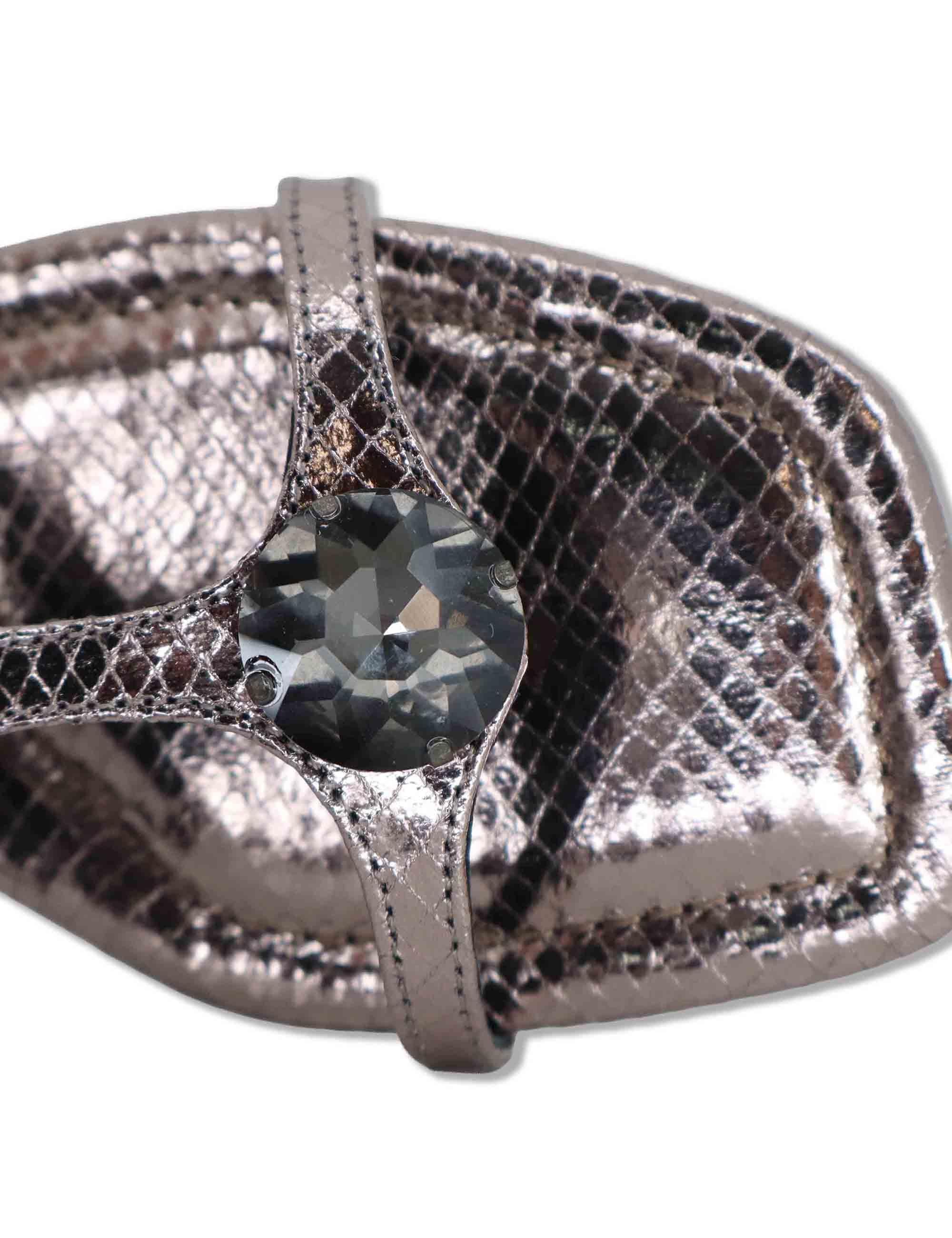 Sandali flat donna in pelle piombo con borchie e cinturini alla schiava Robin 952Z80HG 09-PLOMO Bibi Lou 