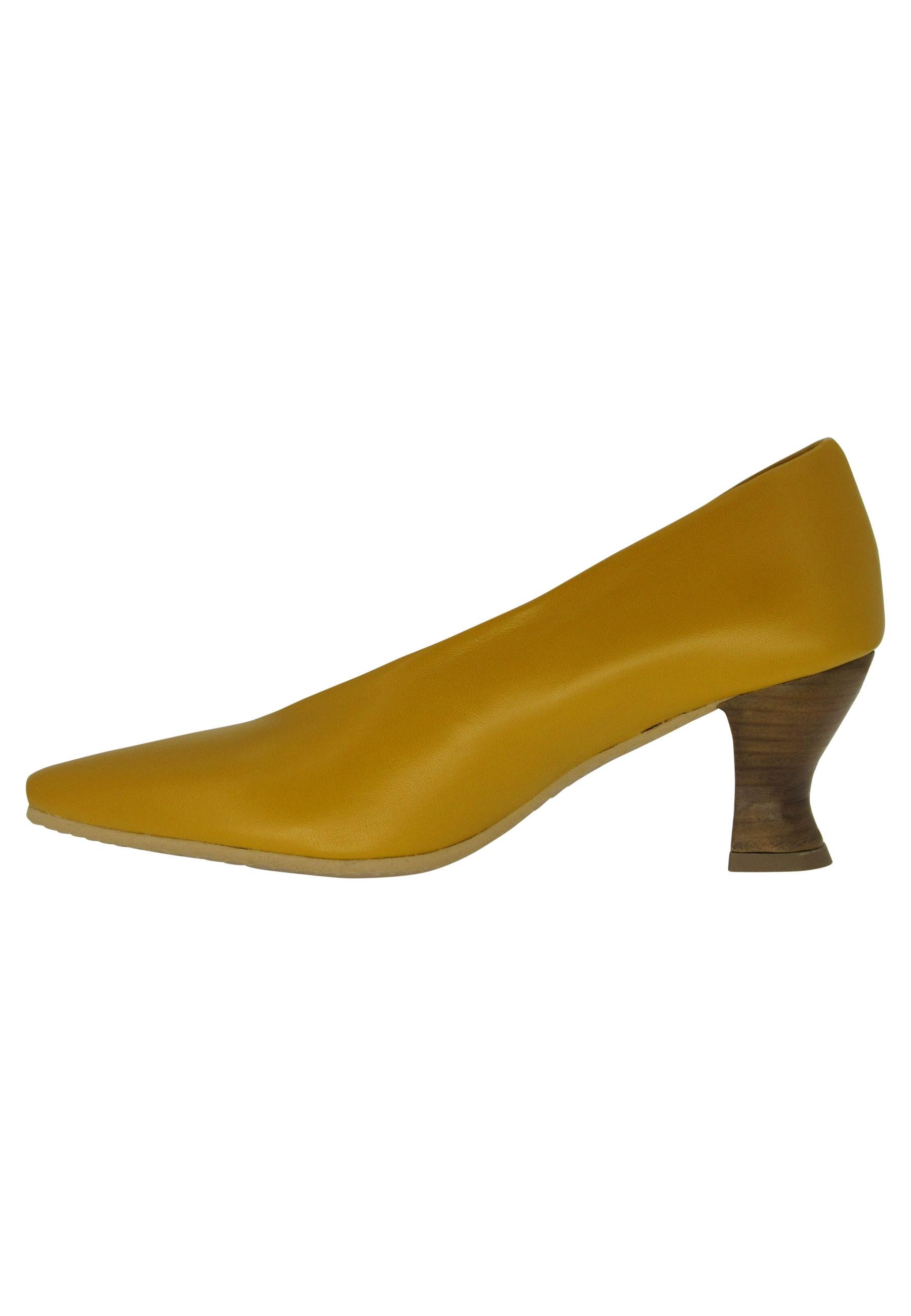 Decollete donna in pelle gialla con suola in gomma SR11 049 Spatarella 