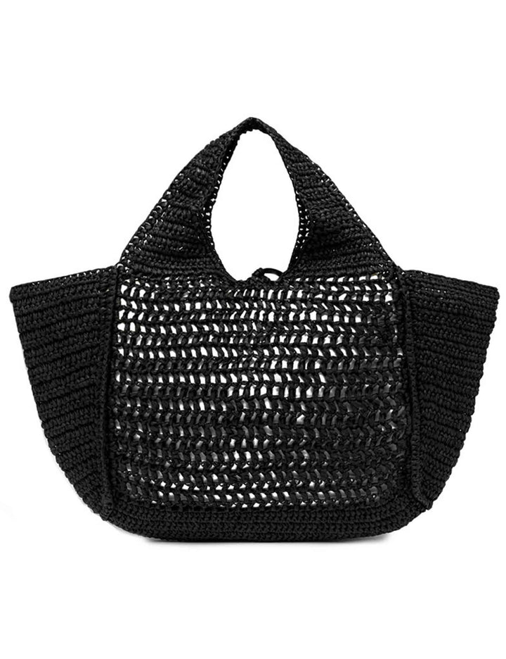 Borse donna Nefeli in rafia nera con chiusura cordoncino BS11953 COMM STR-CRCH 001 Gianni Chiarini 