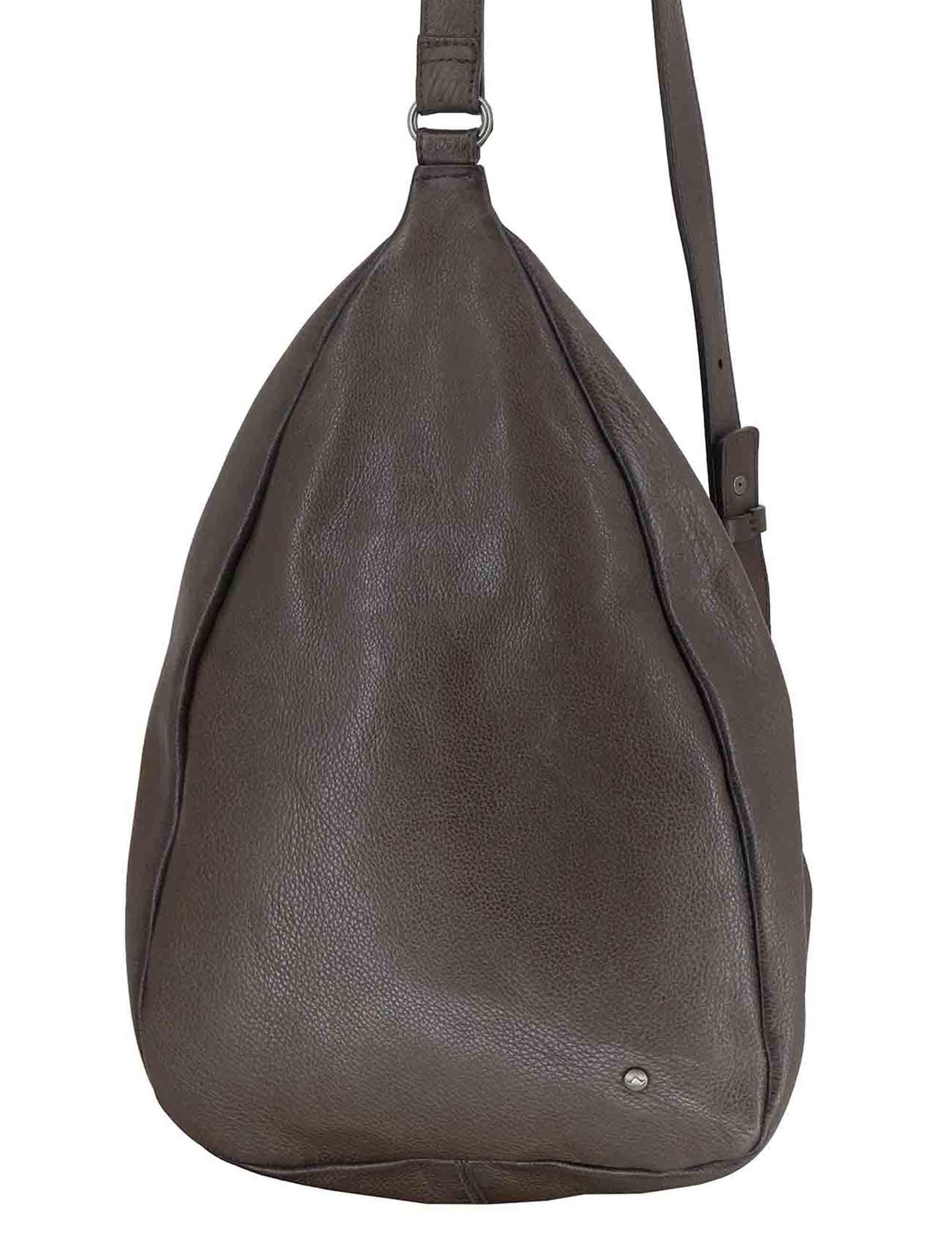 Zaini monospalla donna in pelle grigia con tracolla regolabile e vano porta oggetti RBS1505 745 Rehard 