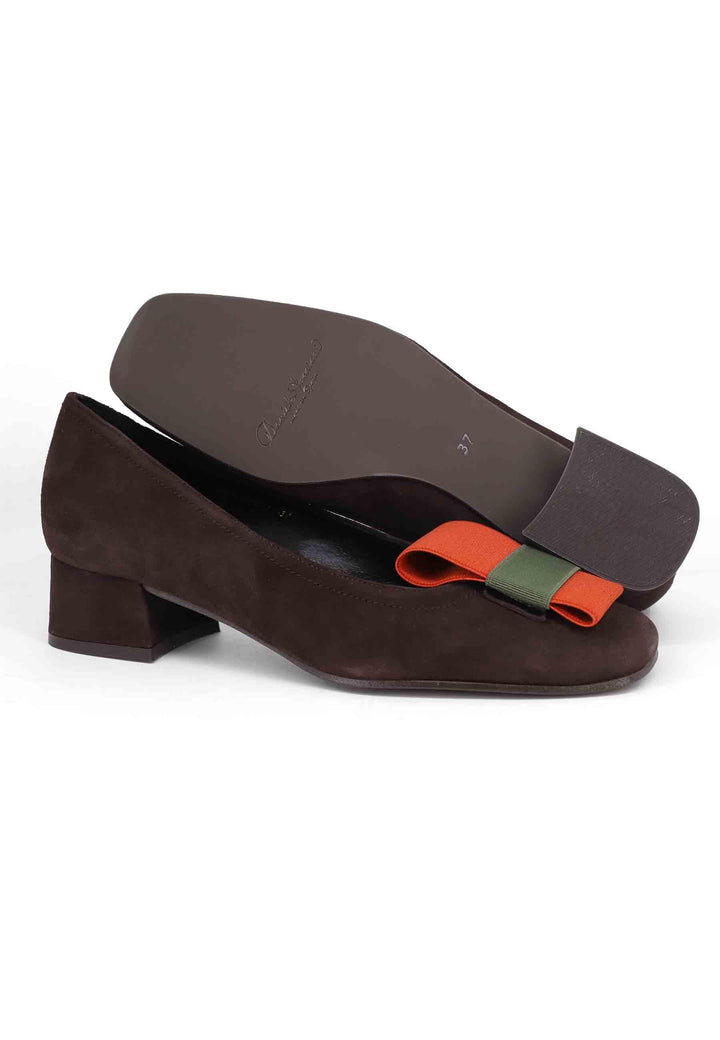 Decollete donna in camoscio marrone con tacco basso GARDEN 013 Daniele Ancarani 