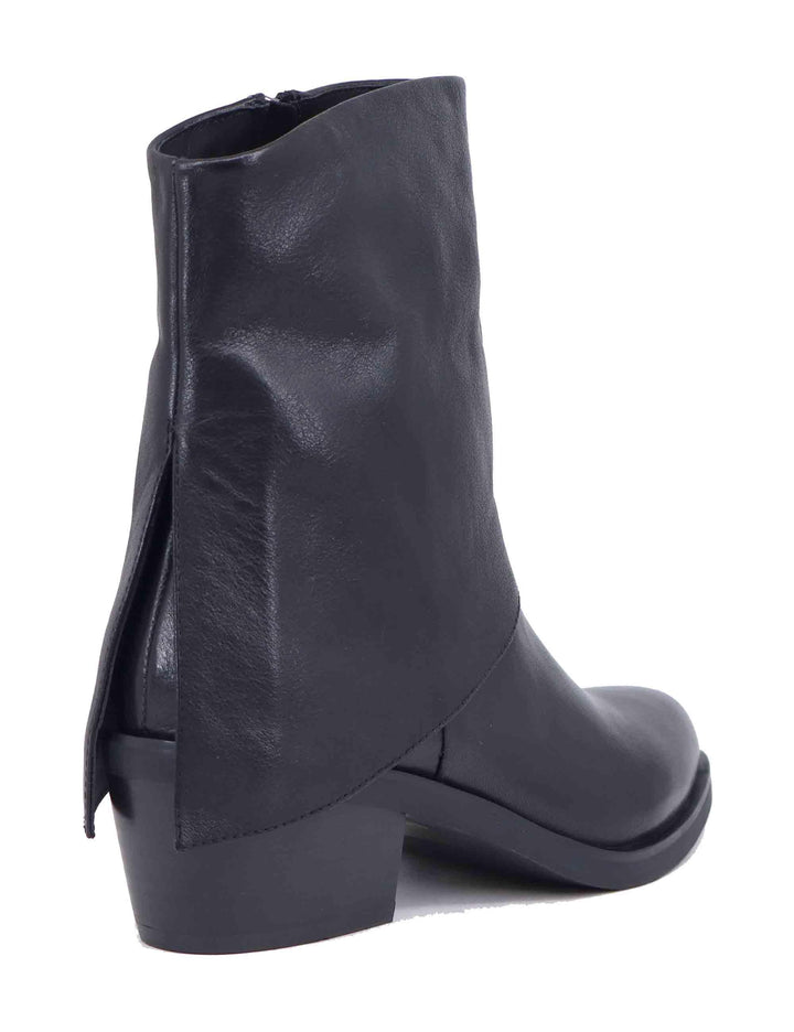 Stivaletti donna in pelle nera con risvolto BI5905X 001 Bruno Premi 