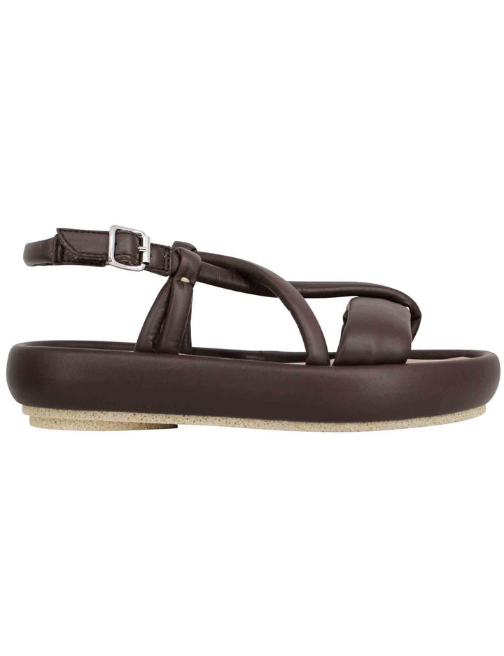 Sandali infradito slingback donna in pelle testa di moro con zeppa bassa BASU 013 Patrizia Bonfanti 