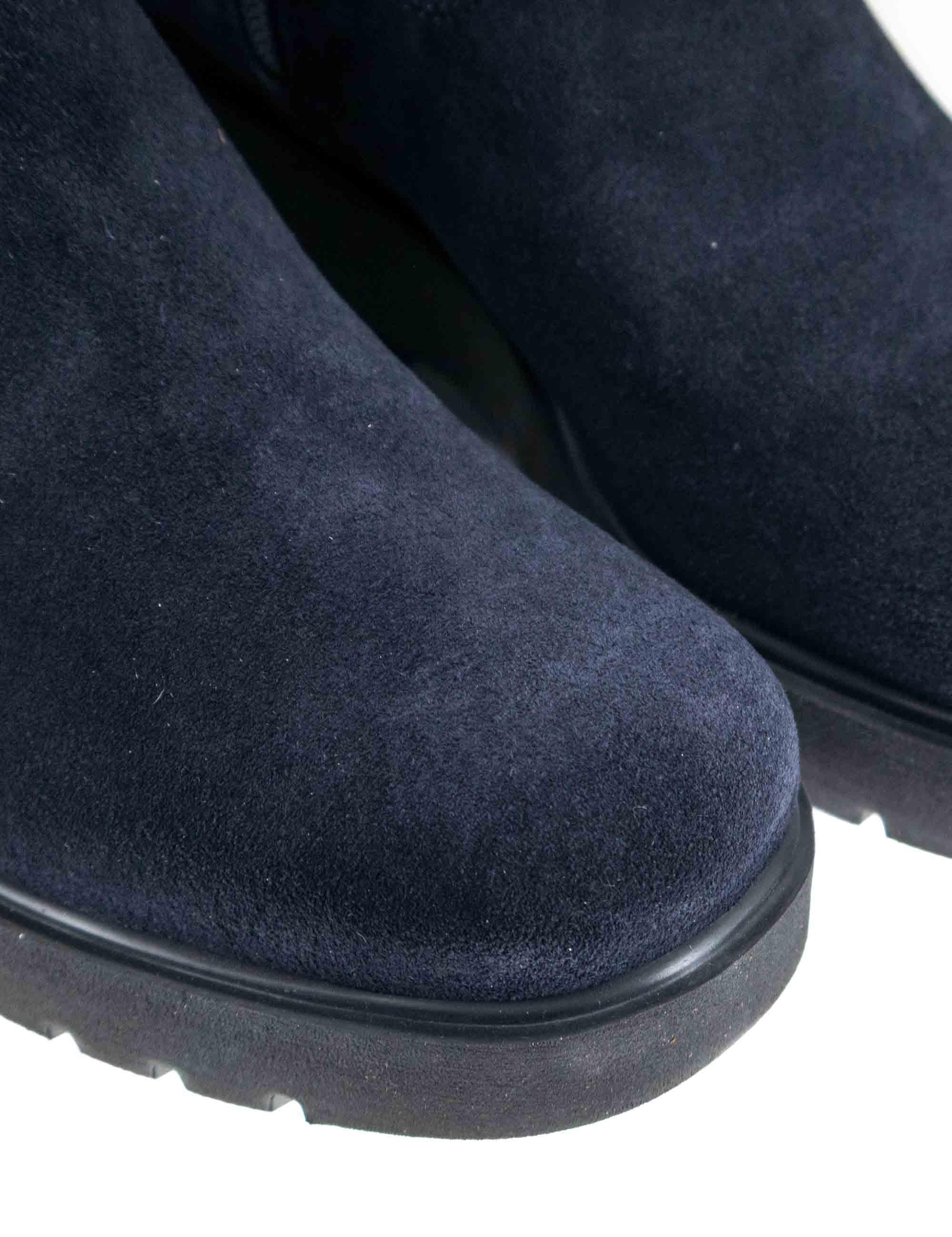 Stivaletti donna in camoscio blu con suola in gomma JAVITO BS NAVY Unisa 