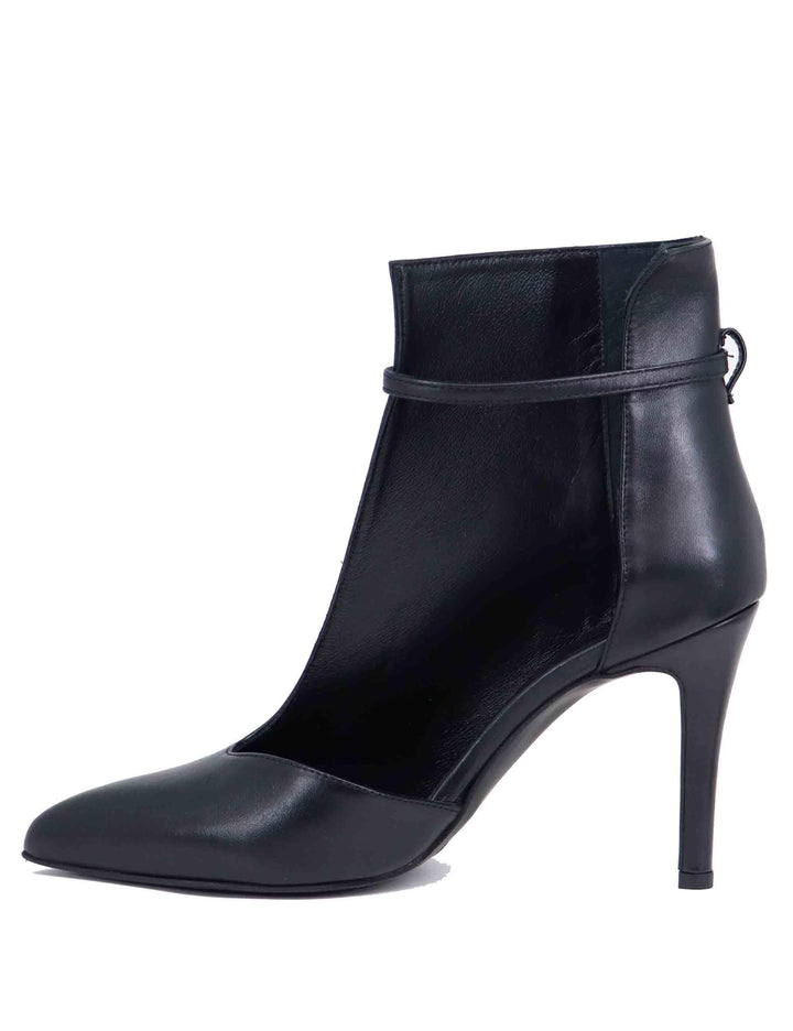 Stivaletti donna in pelle nera tacco alto con apertura T11006504002 001 Tsakiris Mallas 