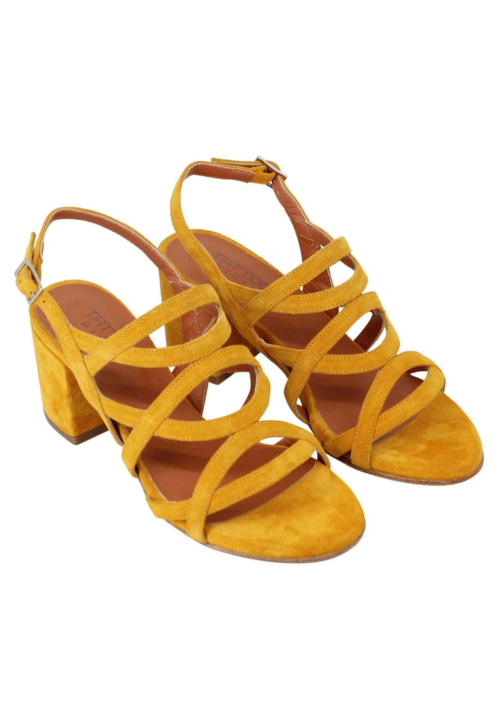 Sandali slingback donna in camoscio giallo con tacco alto MARTA 100 600 Tattoo 