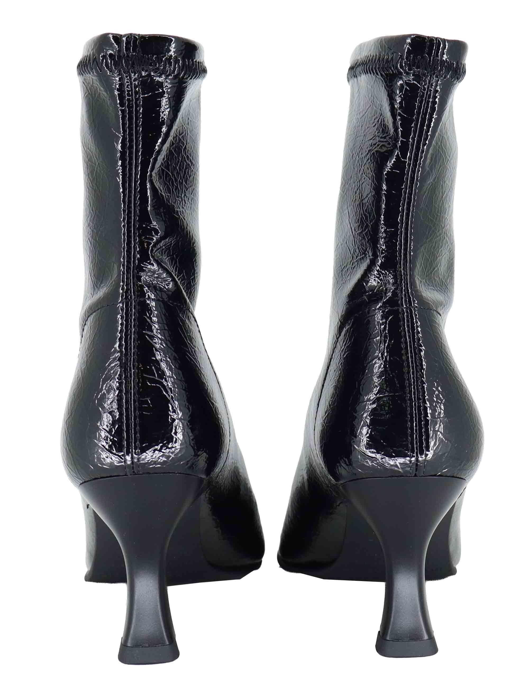 Stivaletti donna in tessuto elasticizzato nero con tacco alto e punta a punta 78042-56 05 Miss Elastic 