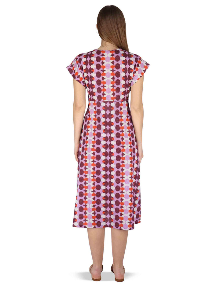 Abiti donna V Neck Dress in Jersey bordeaux a fantasia JABAB0001-F1466-1261 4235 Justmine 