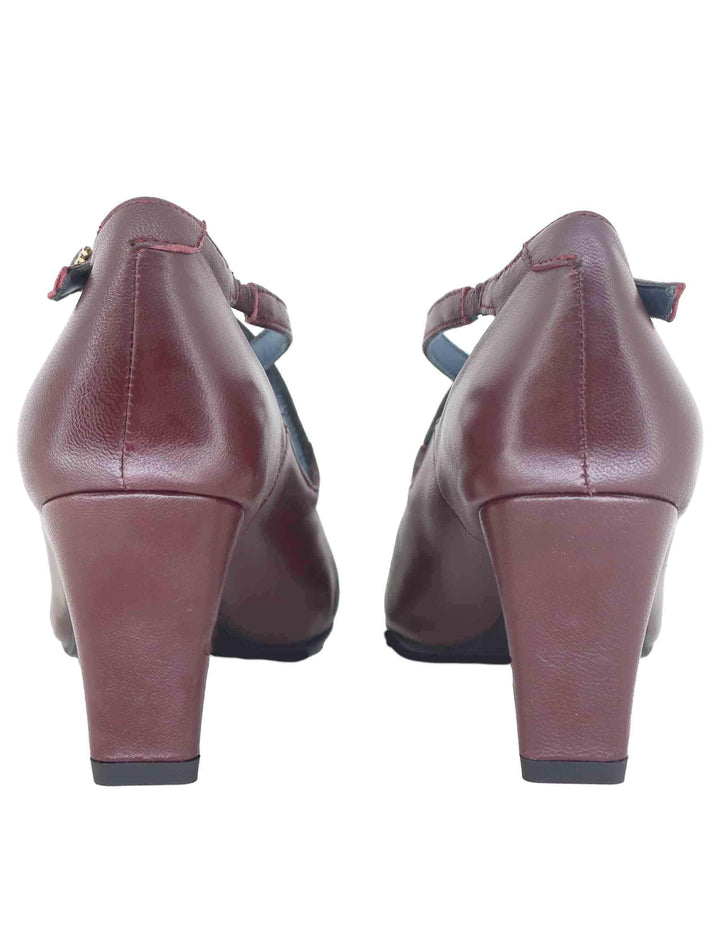 Decollete donna in pelle bordeaux con doppio cinturino e tacco alto SP2311 016 Spatarella 