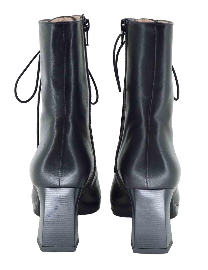 Stivaletti stringati donna in pelle nera con tacco alto HI254379 C001 Hispanitas 