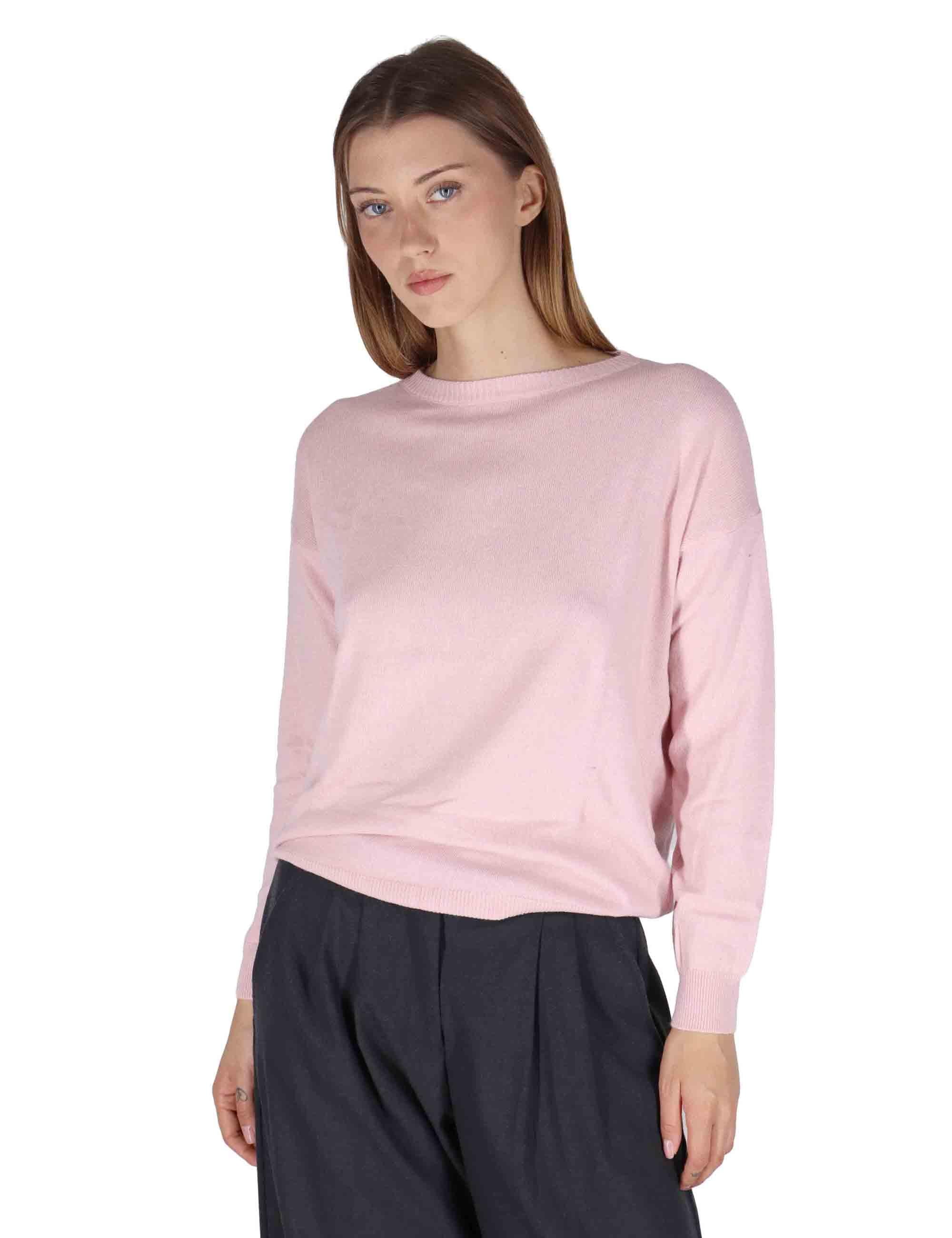 Maglioni donna in misto cachemire rosa girocollo con maniche lunghe SPZ03627 008 Spatarella 