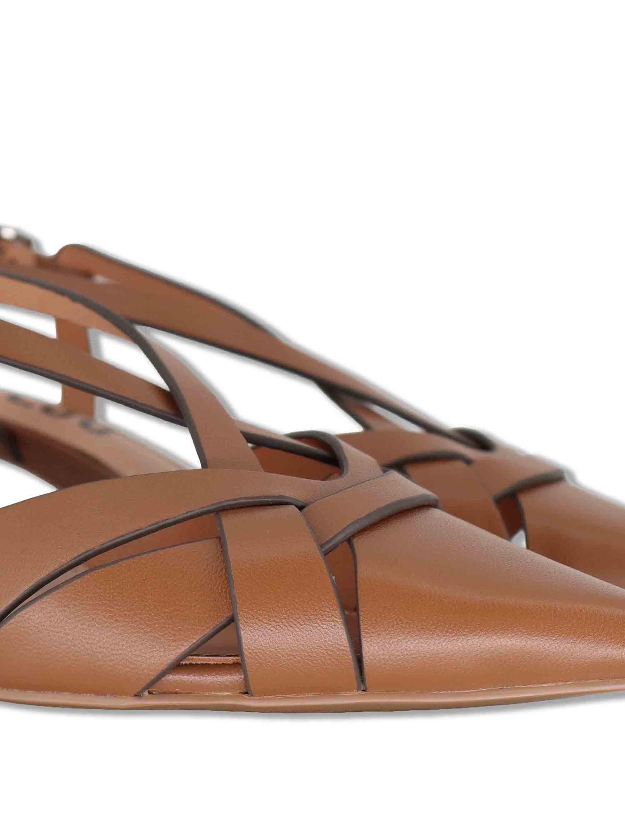 Decollete donna slingback donna in pelle cuoio con tacco basso e punta 633Z10VK 92-CUERO Bibi Lou 