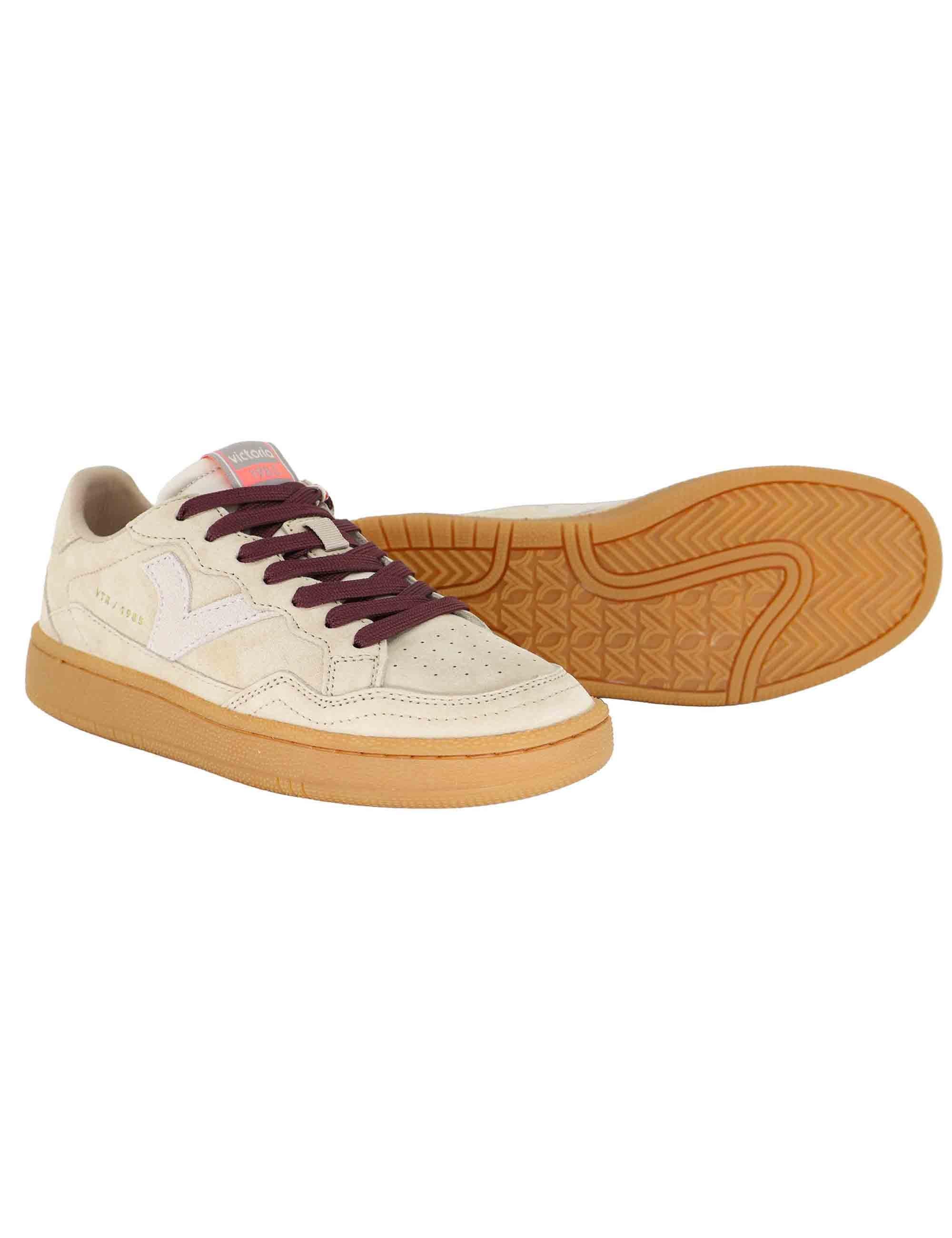 Sneakers donna in camoscio beige con suola ambra 8806111W Beige Victoria 
