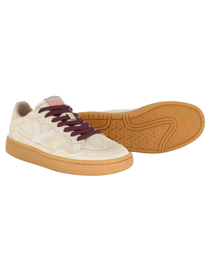 Sneakers donna in camoscio beige con suola ambra 8806111W Beige Victoria 
