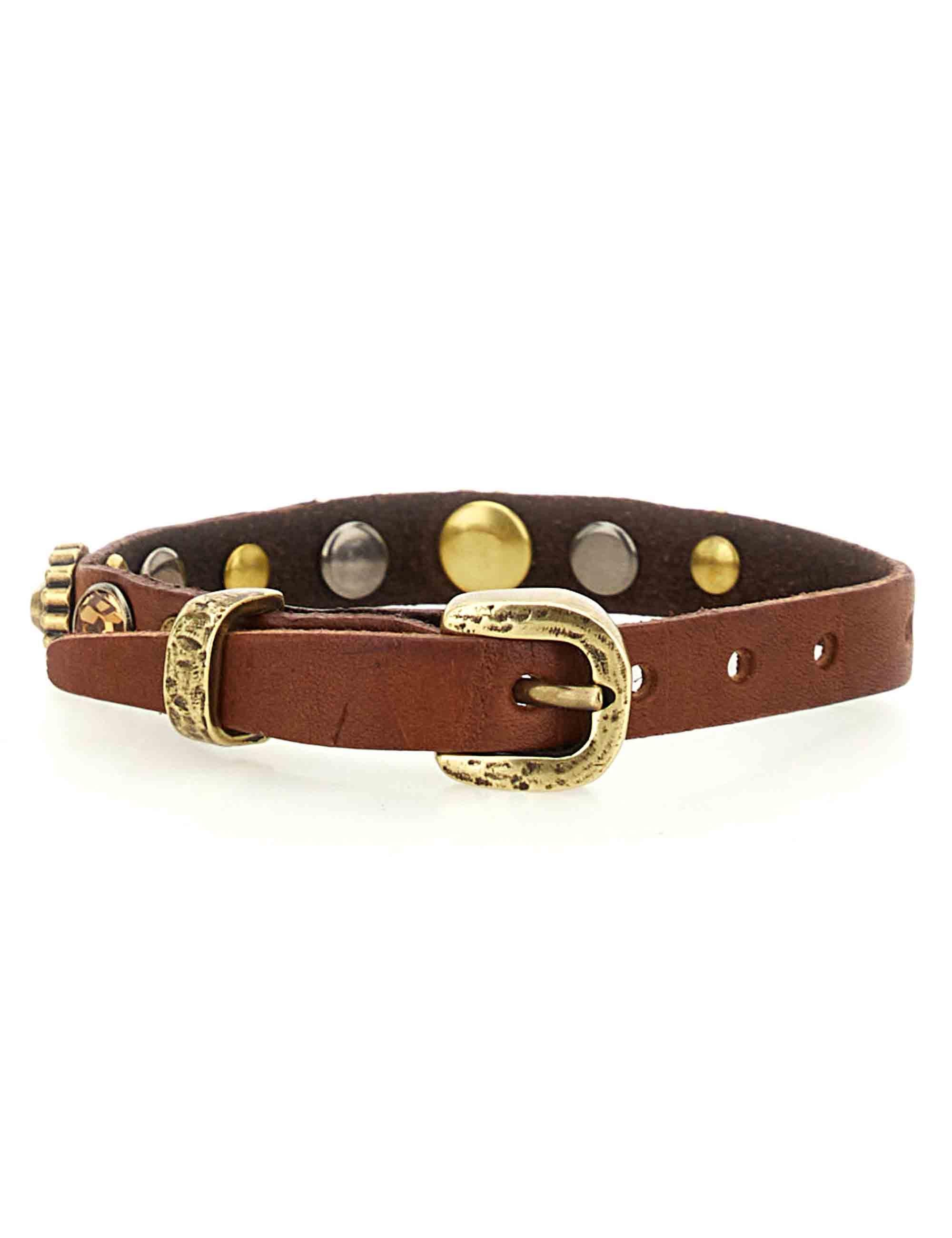 Bracciali donna in pelle cuoio con borchie e fibbe C003390ND X3076 C1502 Campomaggi 