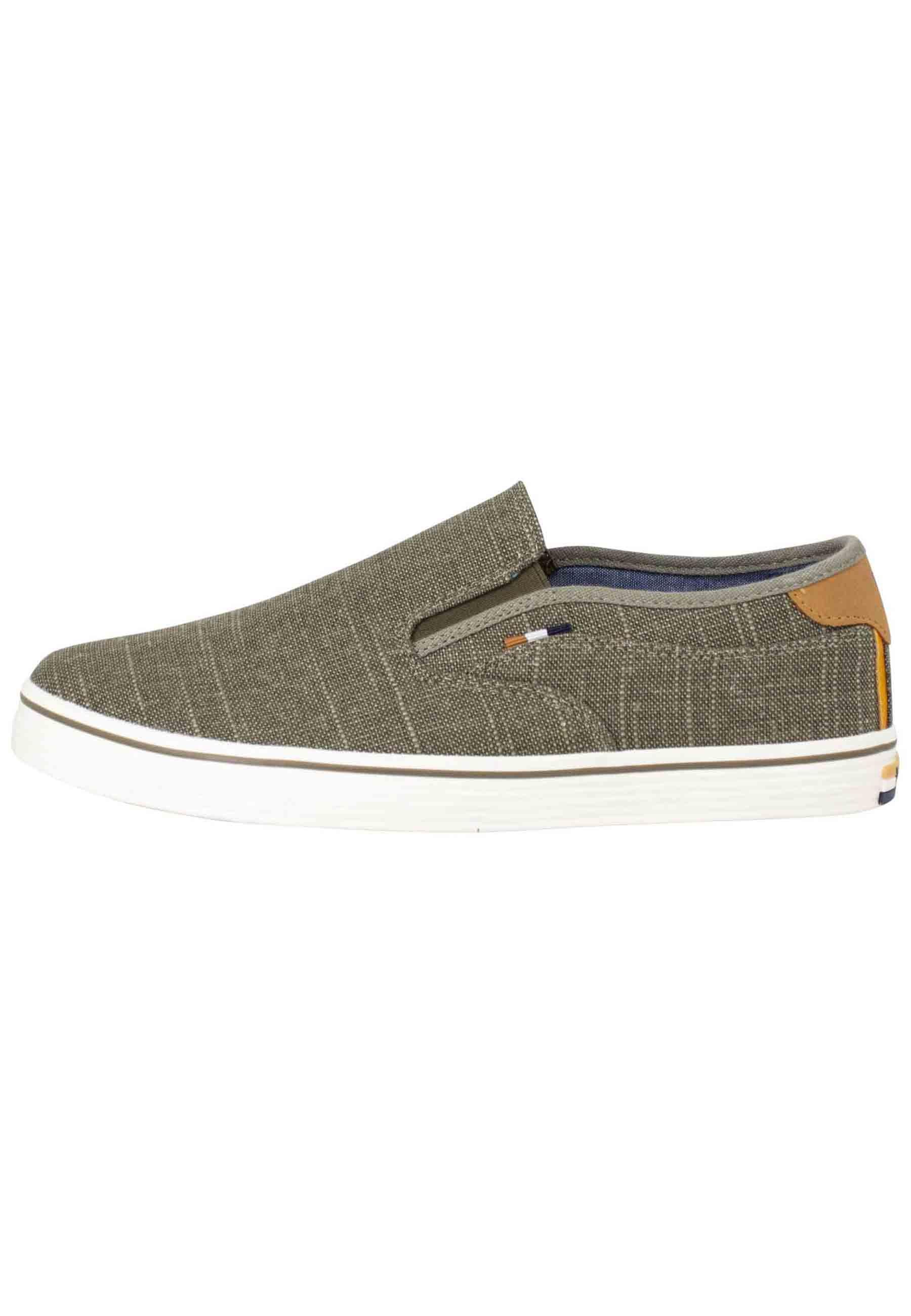 Mocassini uomo Calypso Slip On in tessuto verde con suola in gomma WM31031A 020 Wrangler 