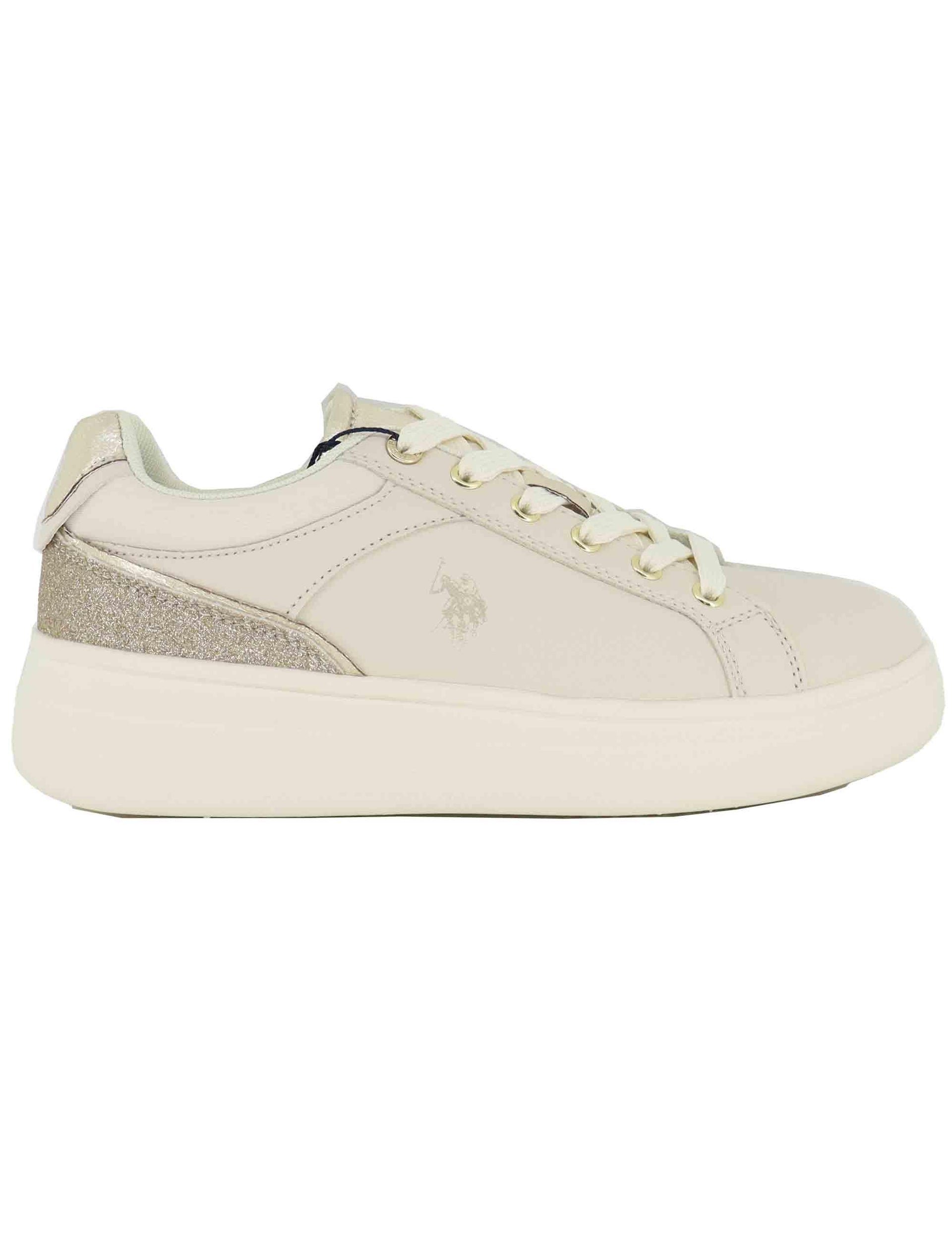 Sneakers donna in eco pelle beige con suola alta in gomma CODY015 LBE009 U.S. Polo Assn. 