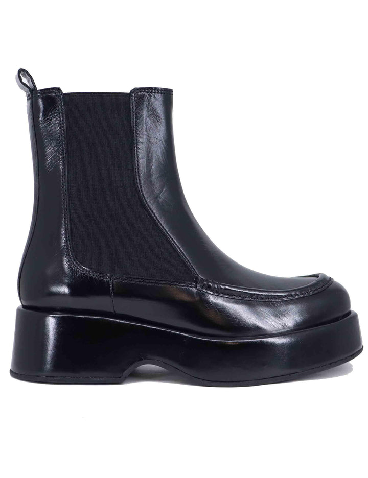 Stivaletti beatles donna in pelle nera con zeppa bassa 11024.003 09 Pons Quintana 