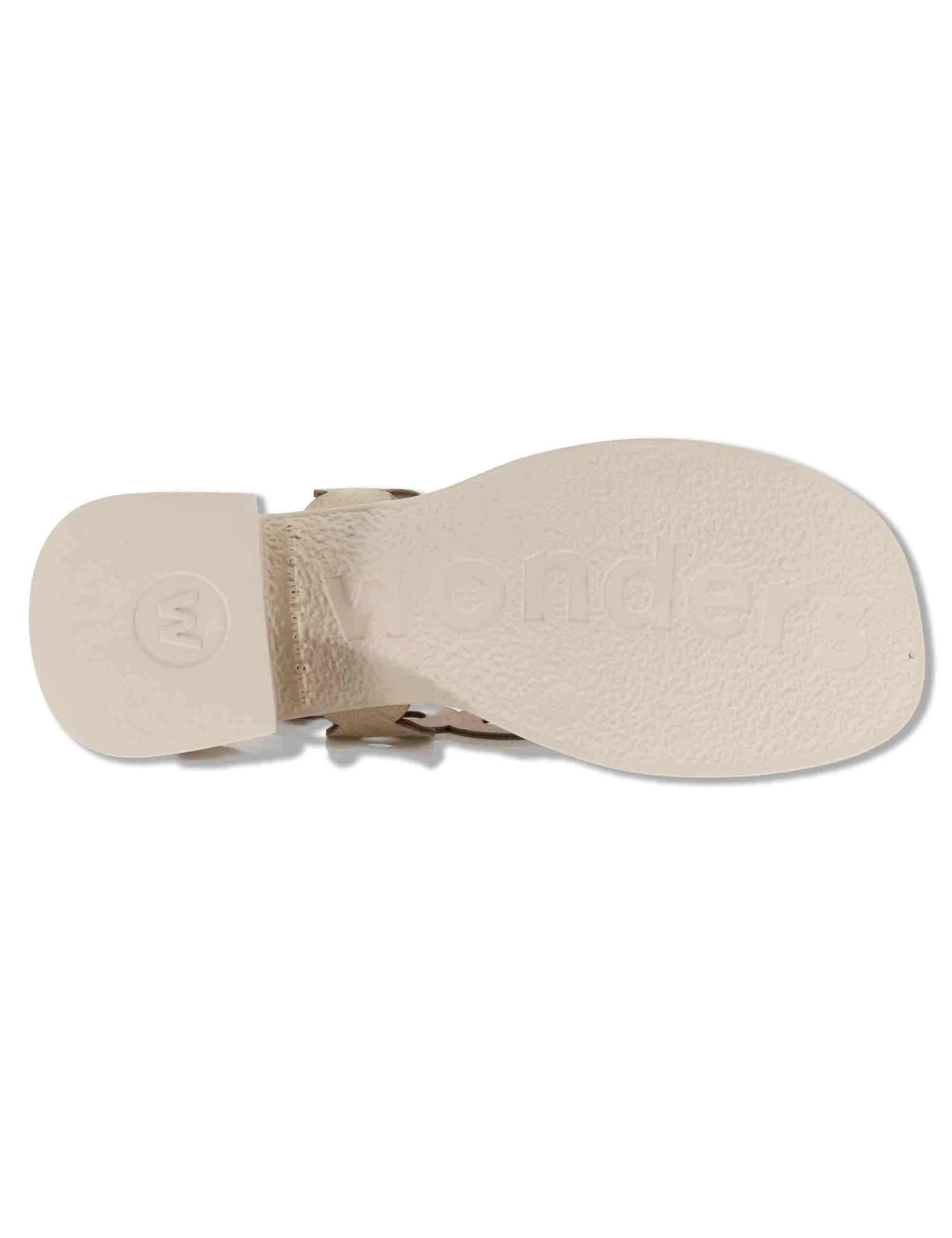 Sandali donna slingback in pelle beige con tacco in gomma ultra soft D-2306 020 Wonders 