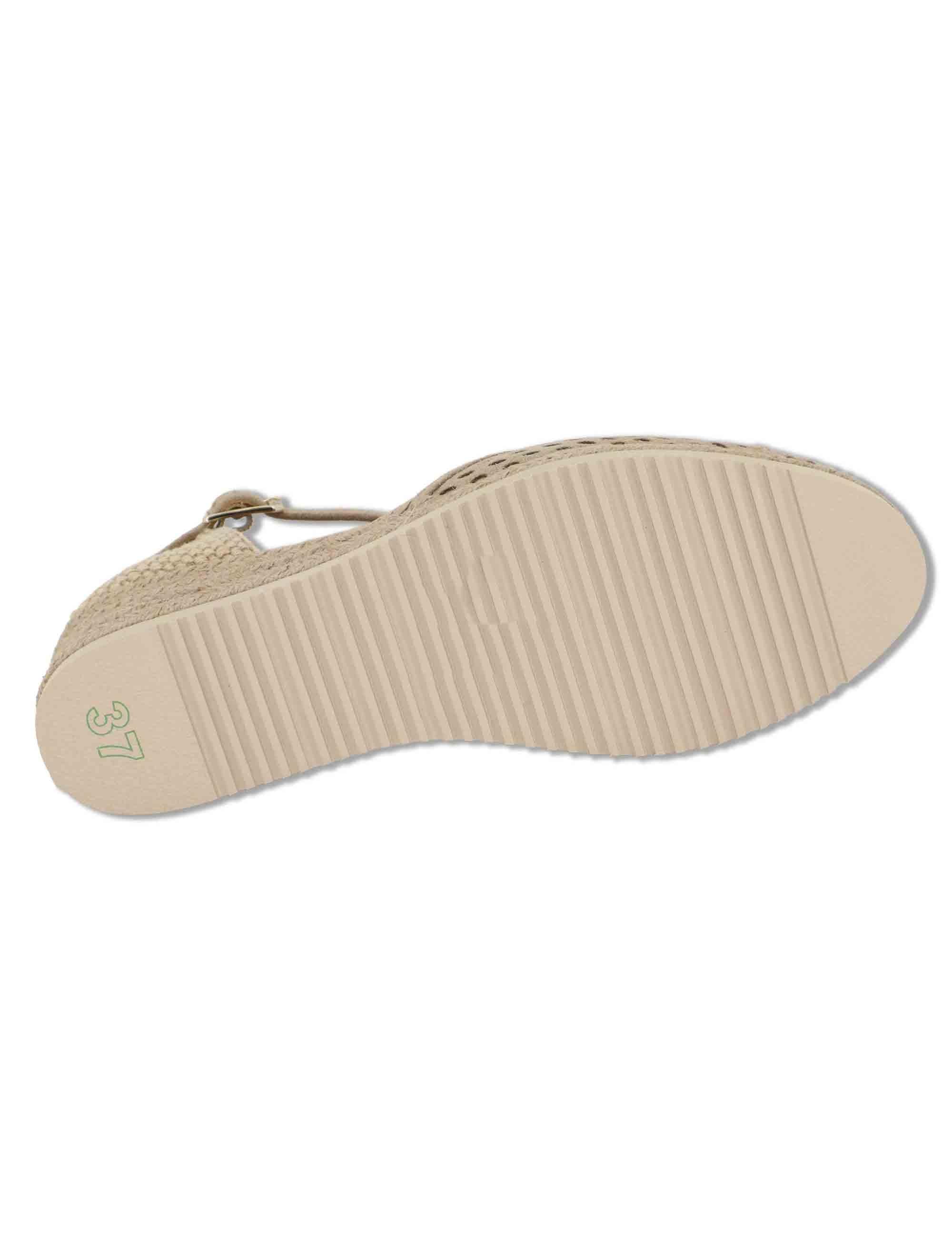 Sandali esparillas in camoscio beige con cinturino e zeppa bassa in corda CHASKA BS BARLEY Unisa 