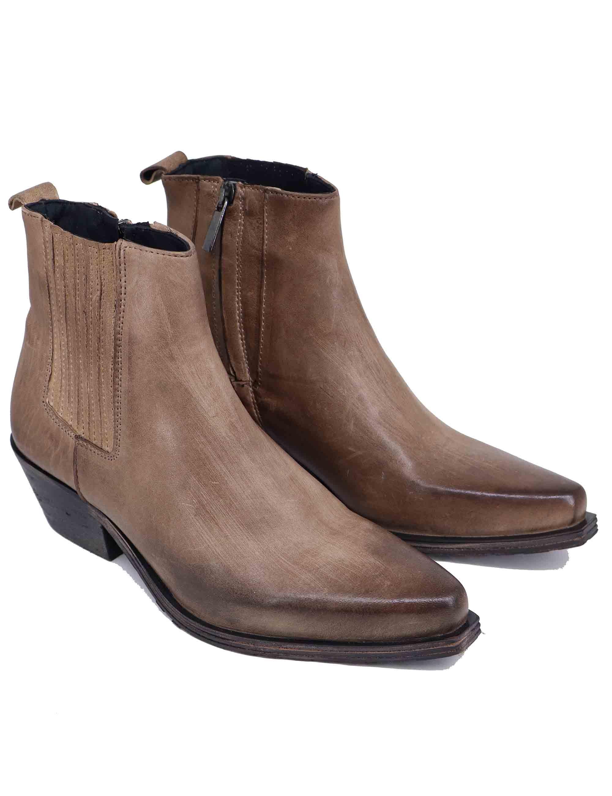 Stivaletti Texani Donna NEVIS03 016 in Pelle Taupe - Zoe