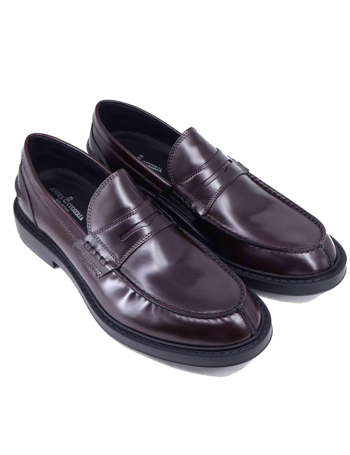 Mocassini uomo in pelle lucida bordeaux 22937 D-VP1B Antica Cuoieria 