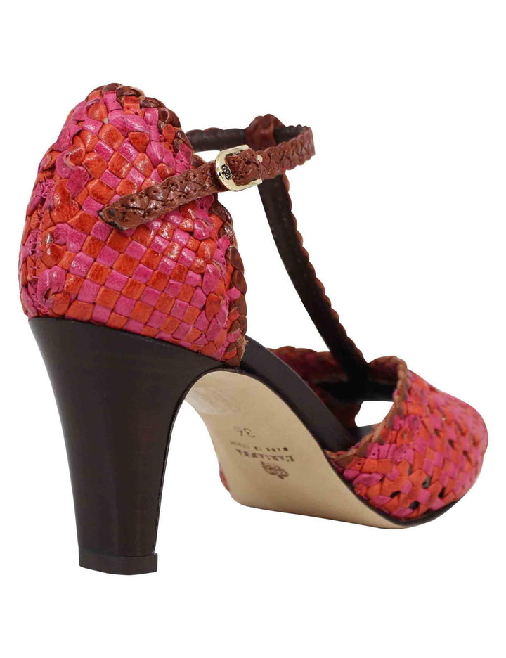 Sandali donna in pelle intrecciata fuxia con tacco alto SPA1771 053 L'Arianna 