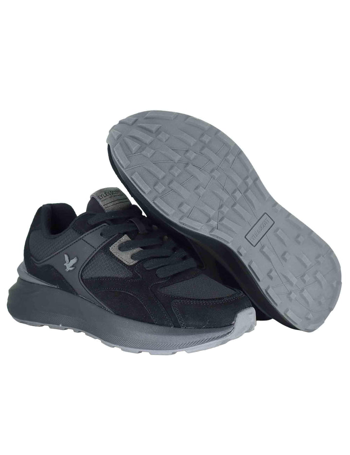 Sneakers uomo in pelle nera con riporti in contrasto e logo laterale GRADY005 001 Lyle & Scott 